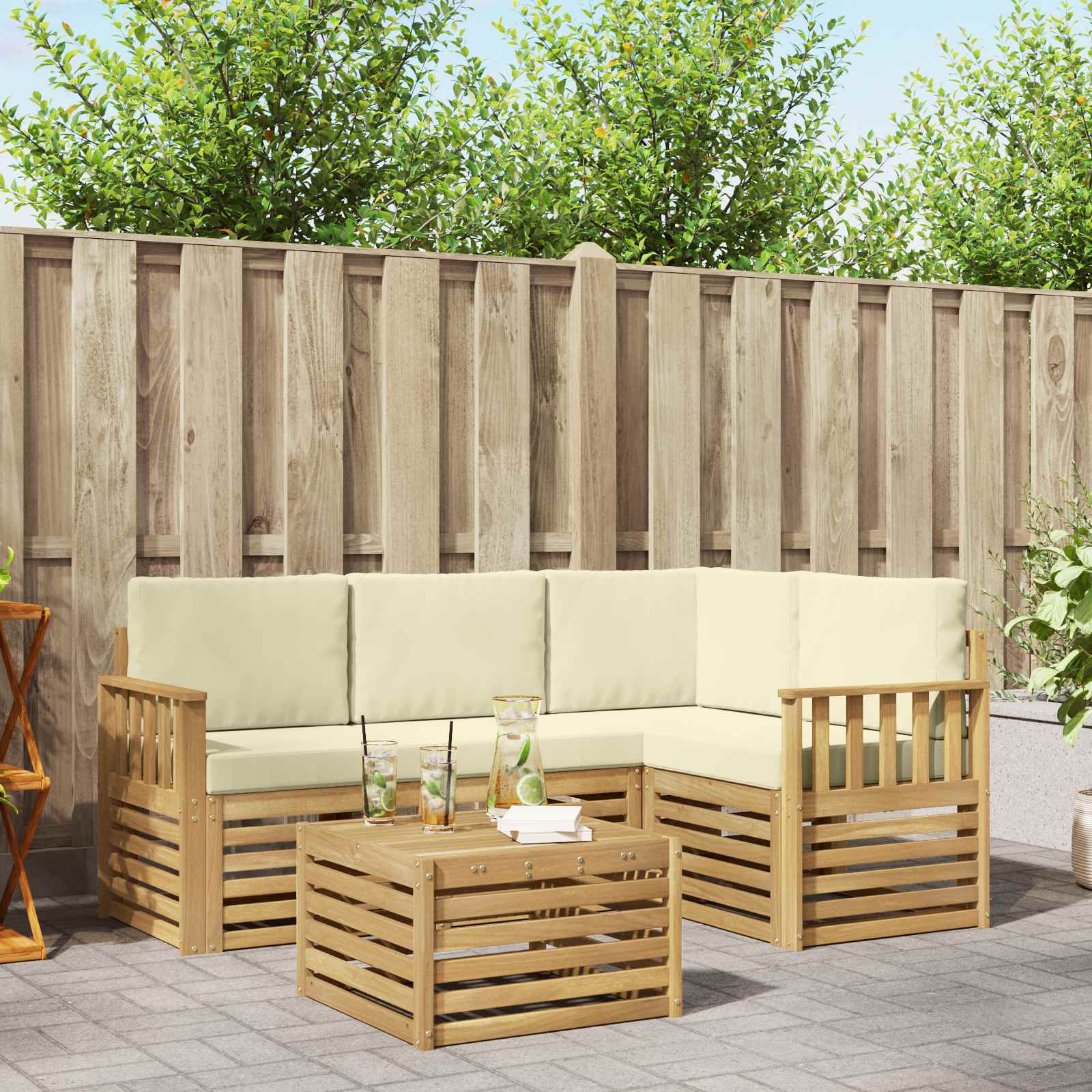 vidaXL Sofa-Sets 5 pcs Naturel Massief Acaciahout