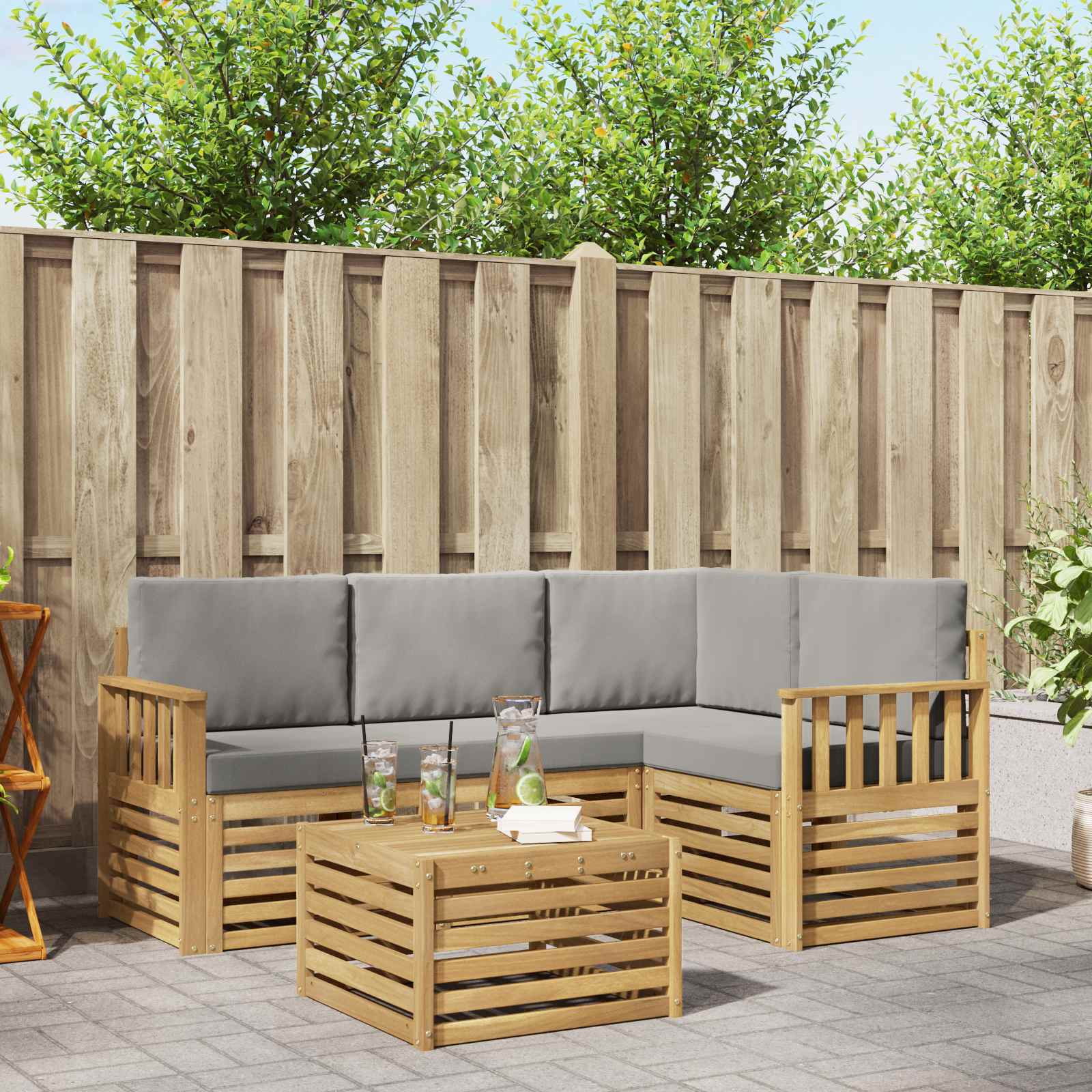 vidaXL Sofa-Sets 5 pcs Naturel Massief Acaciahout
