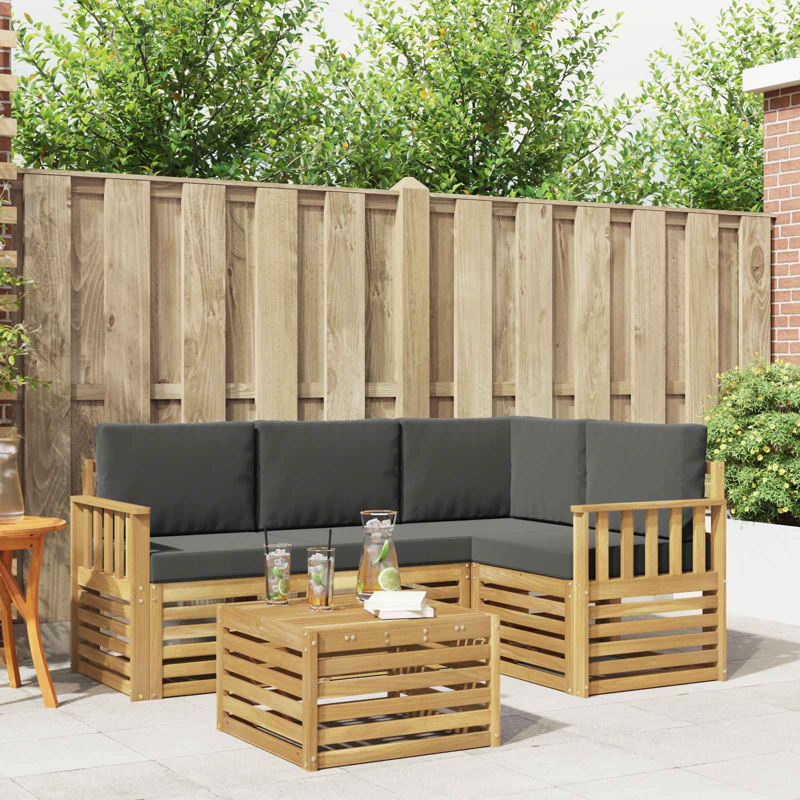 vidaXL Sofa-Sets 5 pcs Naturel Massief Acaciahout