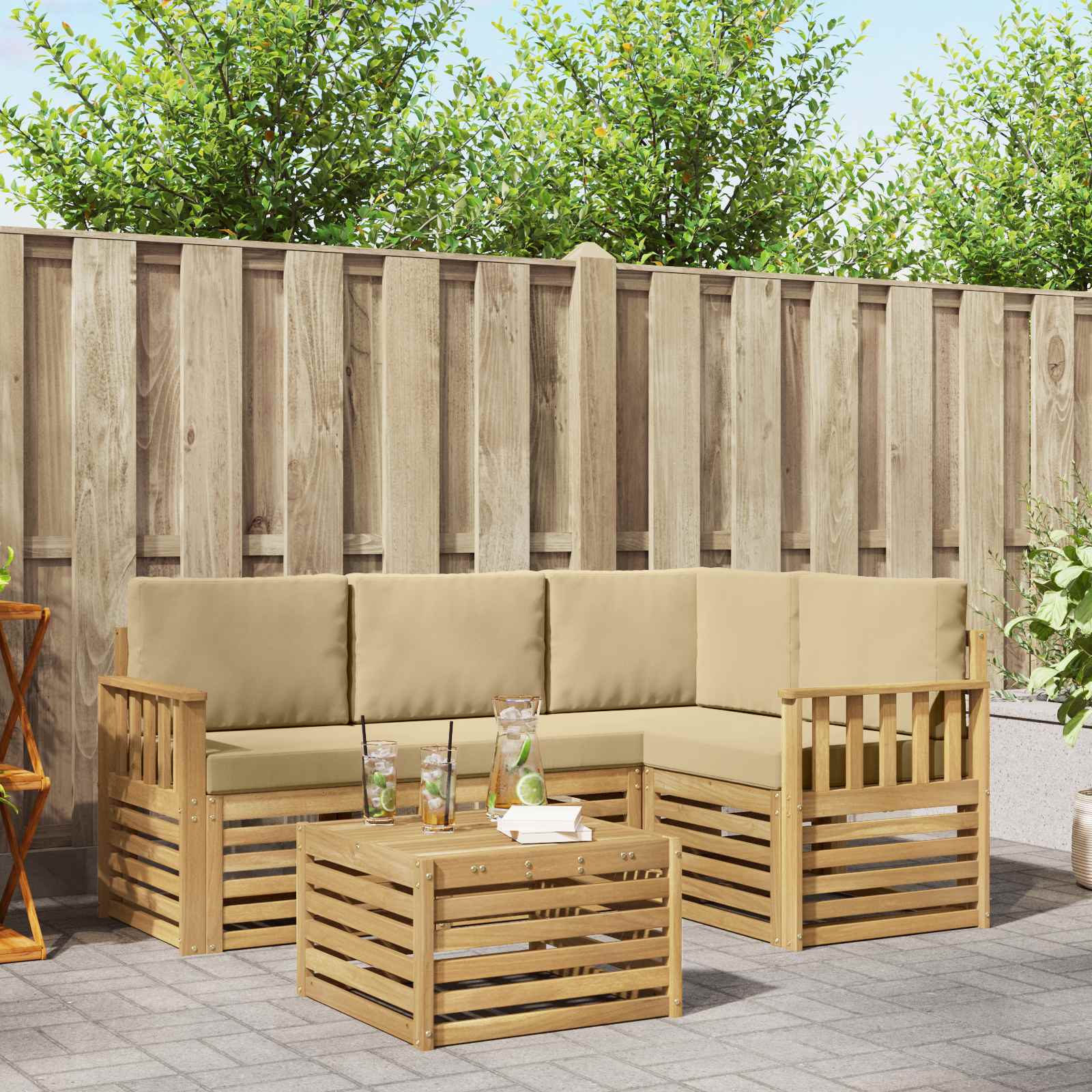 vidaXL Sofa-Sets 5 pcs Naturel Massief Acaciahout