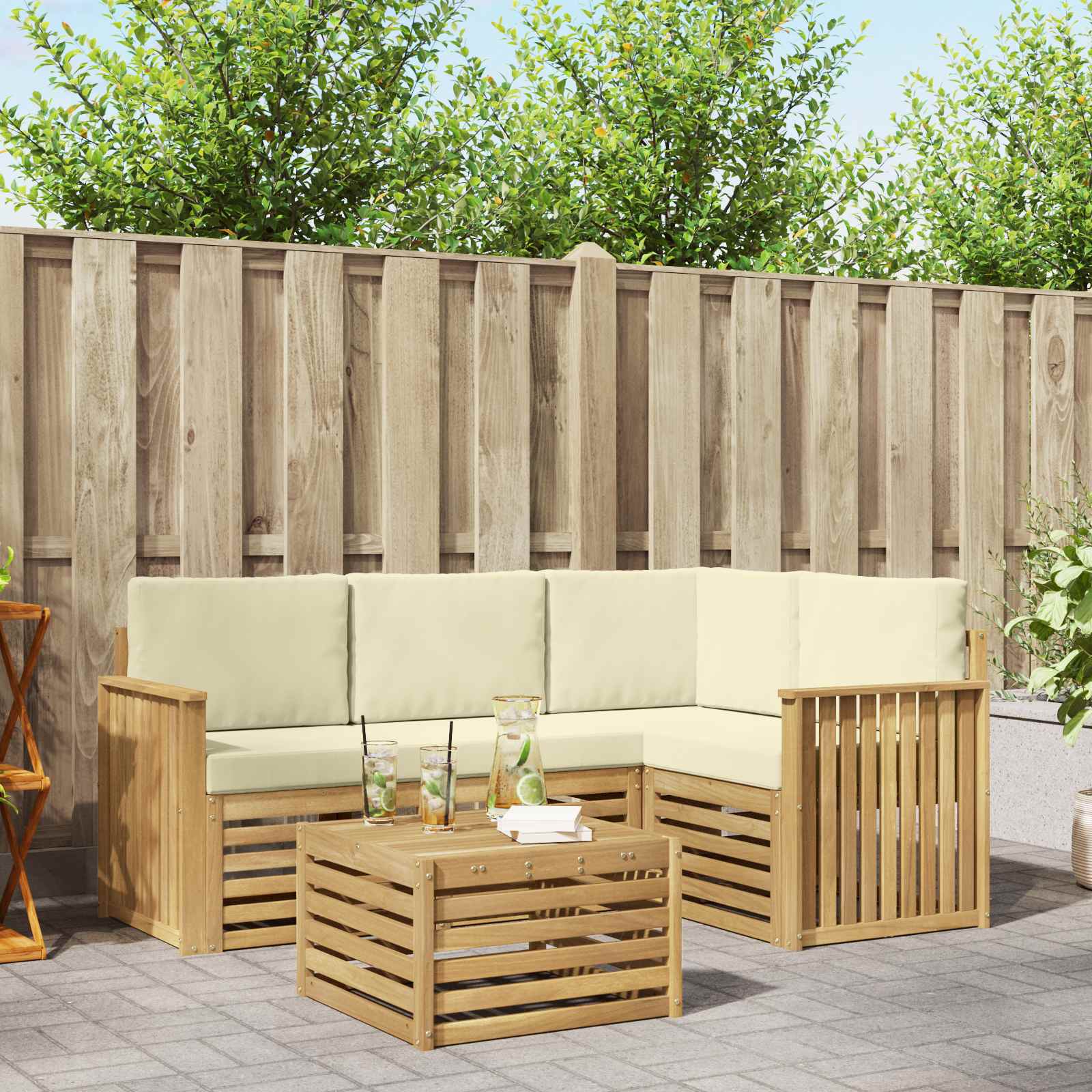 vidaXL Sofa-Sets 5 pcs Naturel Massief Acaciahout