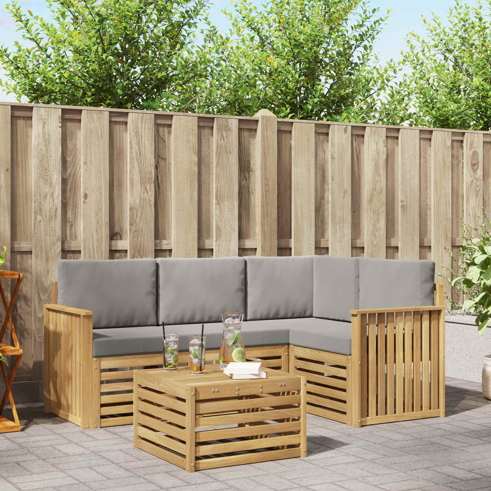vidaXL Sofa-Sets 5 pcs Naturel Massief Acaciahout