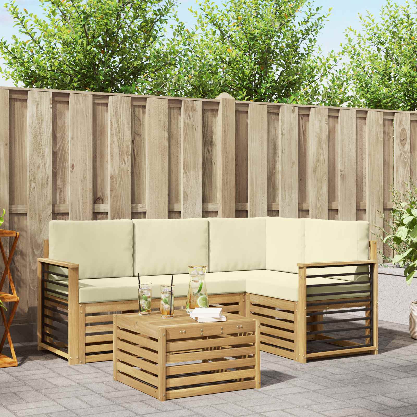 vidaXL Sofa-Sets 5 pcs Naturel Massief Acaciahout