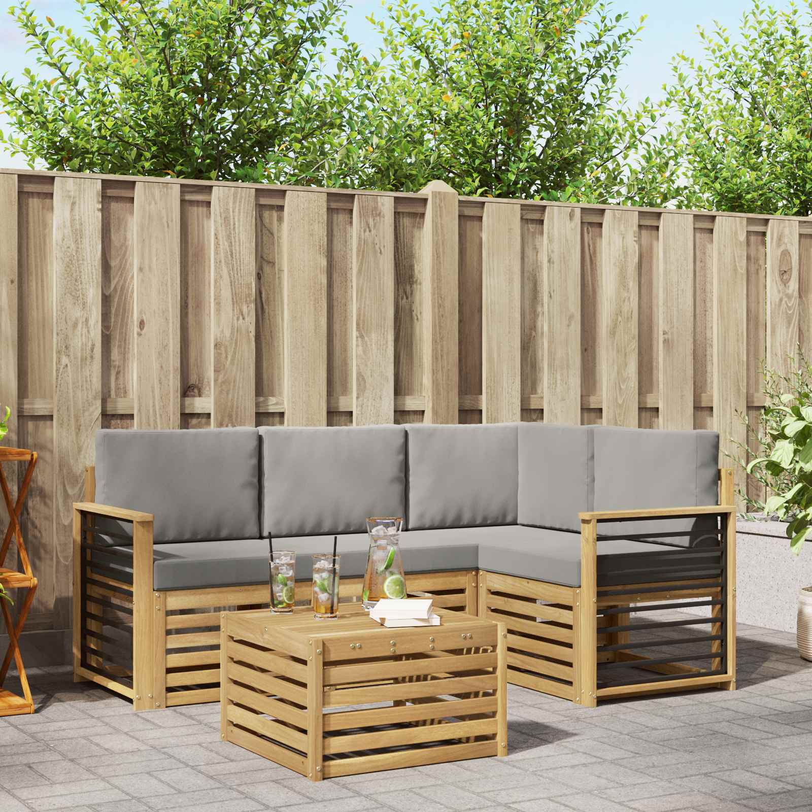 vidaXL Sofa-Sets 5 pcs Naturel Massief Acaciahout