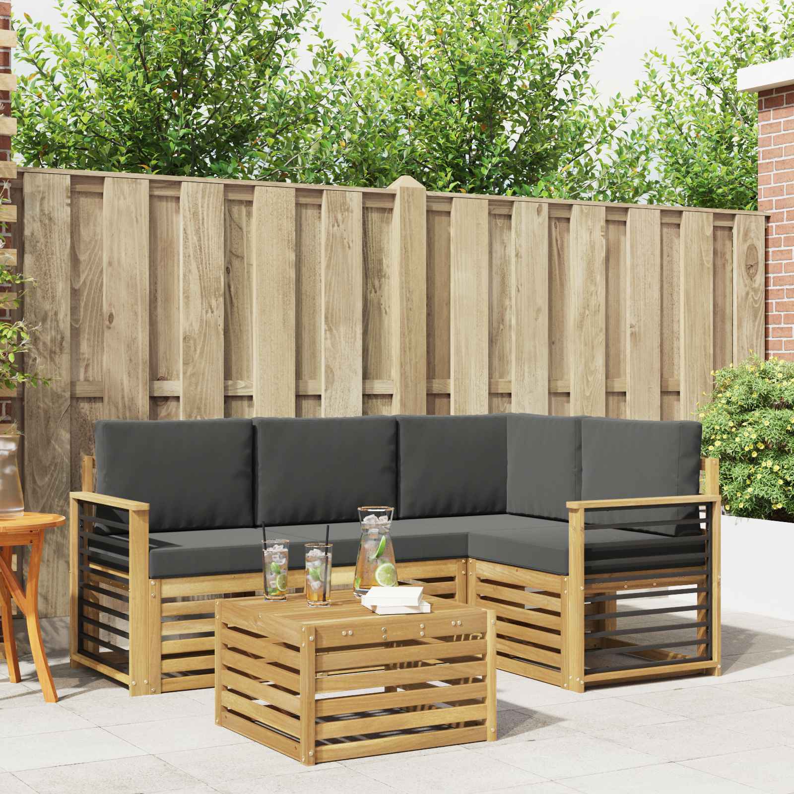 vidaXL Sofa-Sets 5 pcs Naturel Massief Acaciahout