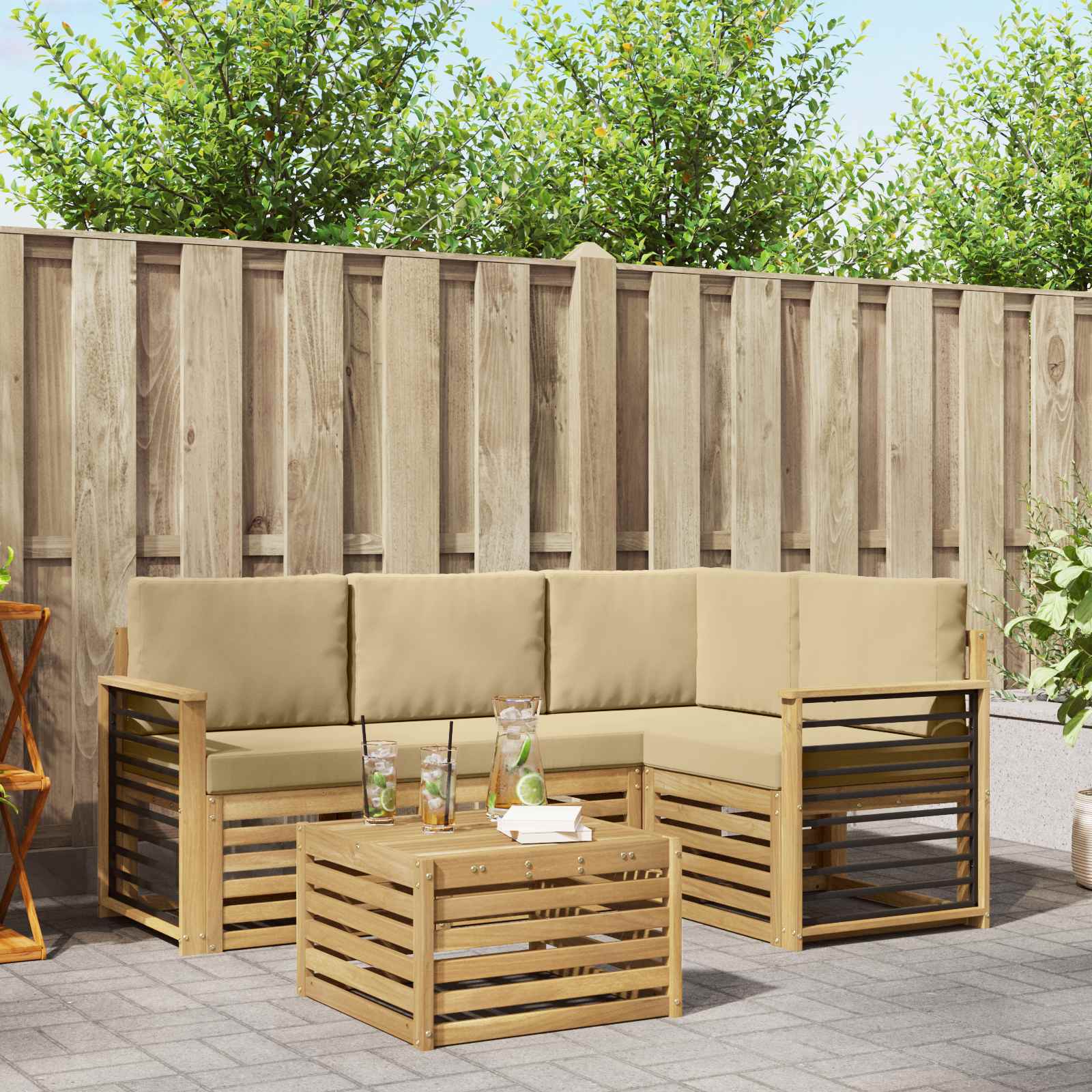 vidaXL Sofa-Sets 5 pcs Naturel Massief Acaciahout