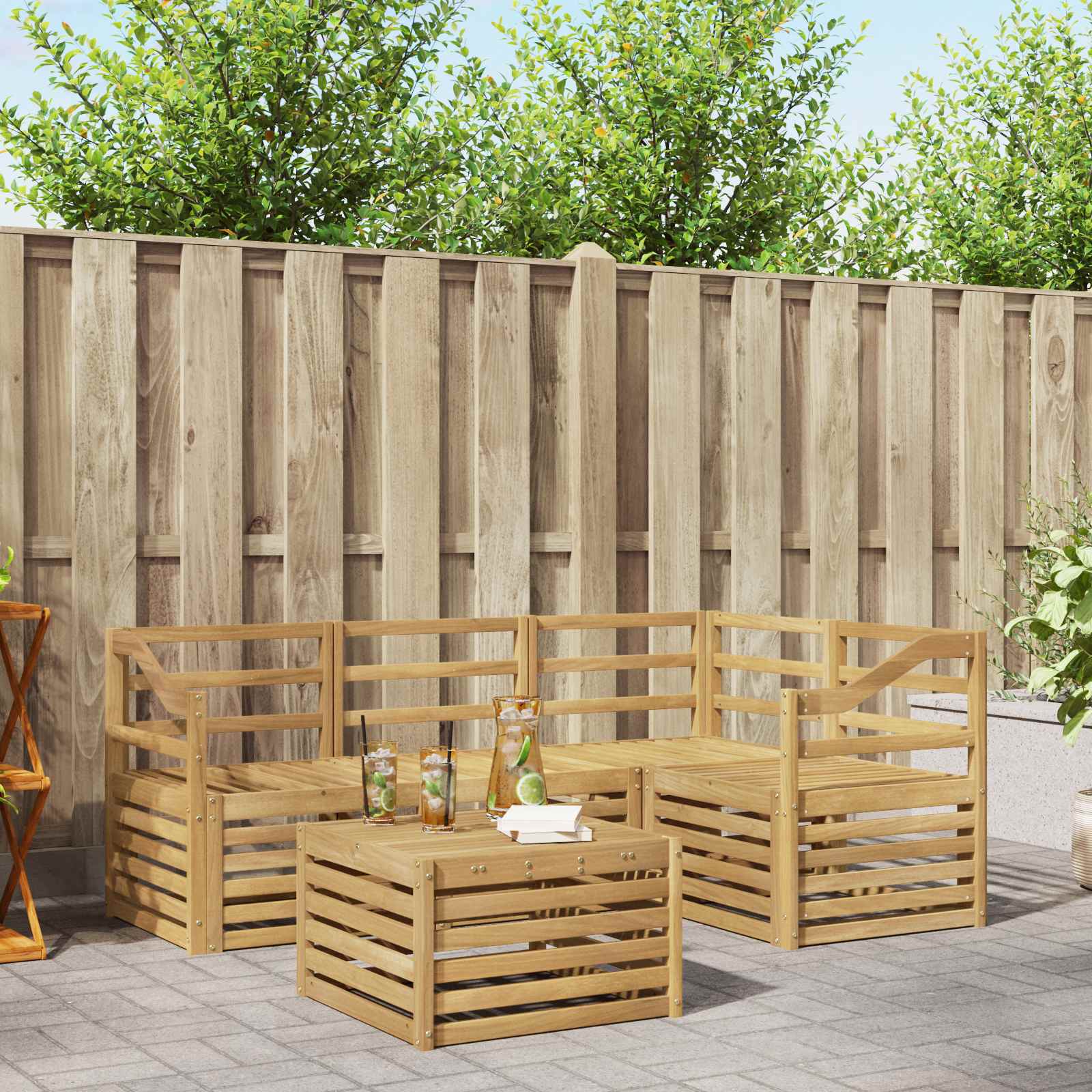vidaXL Sofa-Sets 5 pcs Naturel Massief Acaciahout