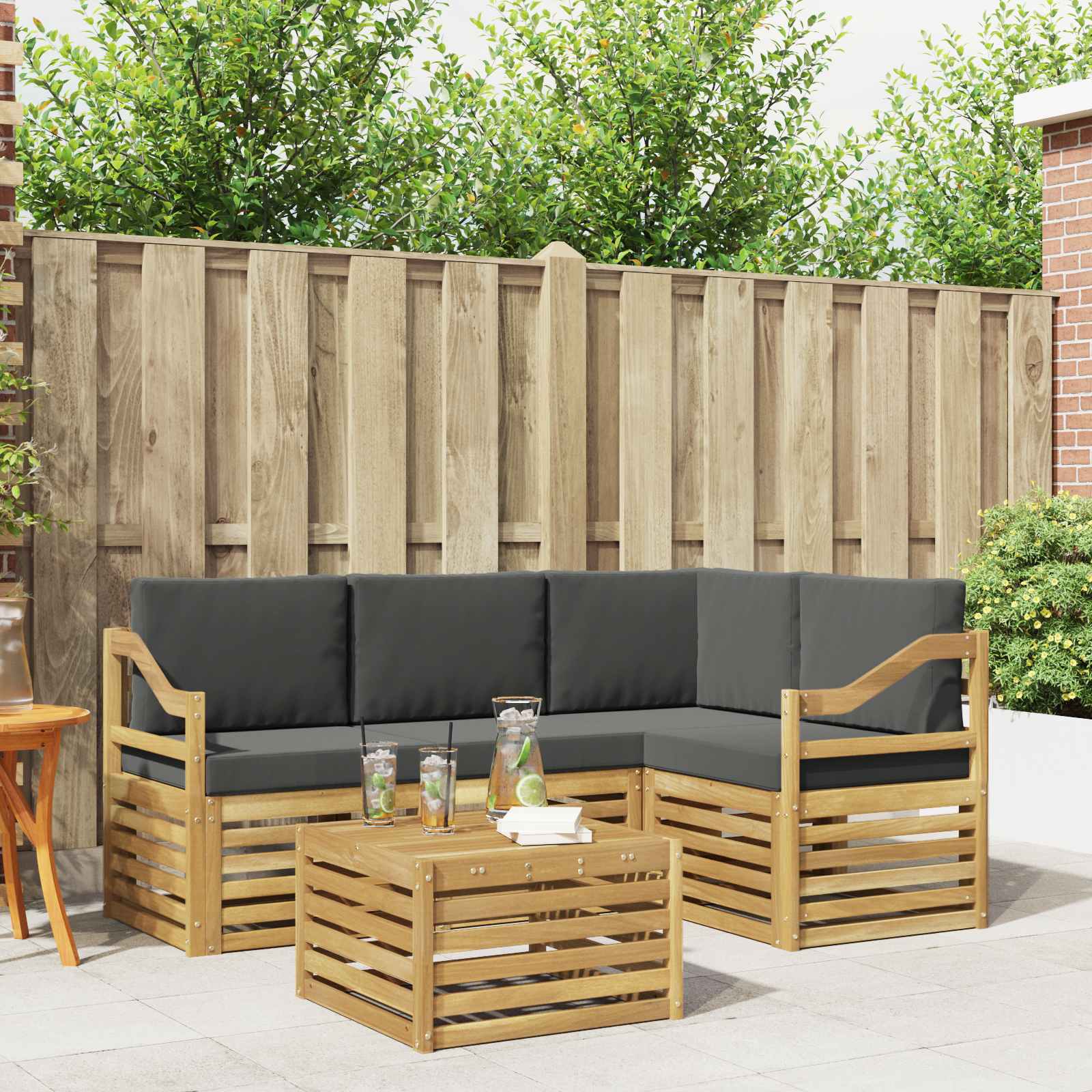 vidaXL Sofa-Sets 5 pcs Naturel Massief Acaciahout