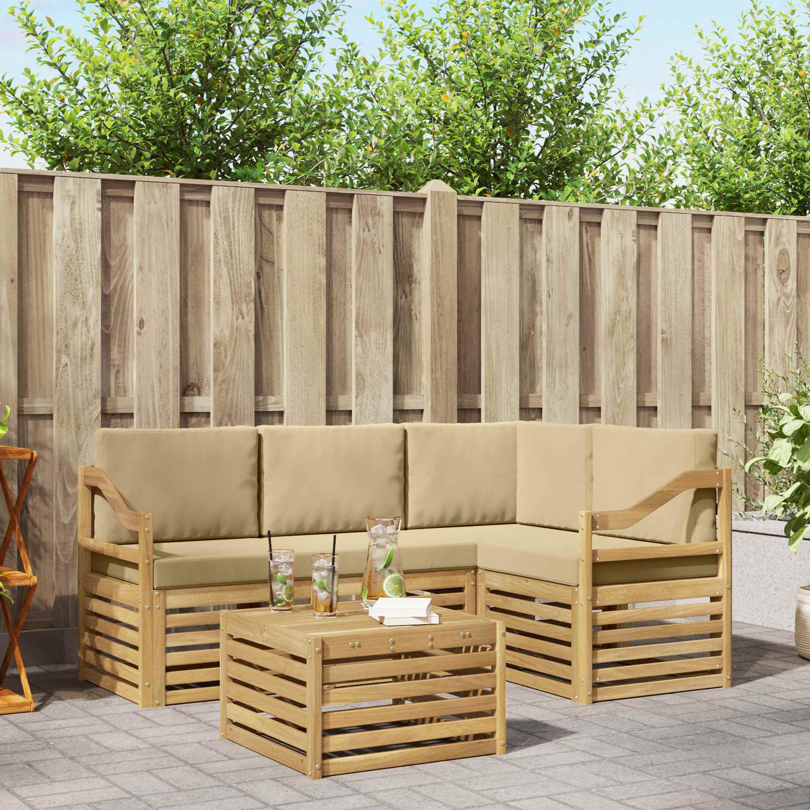vidaXL Sofa-Sets 5 pcs Naturel Massief Acaciahout
