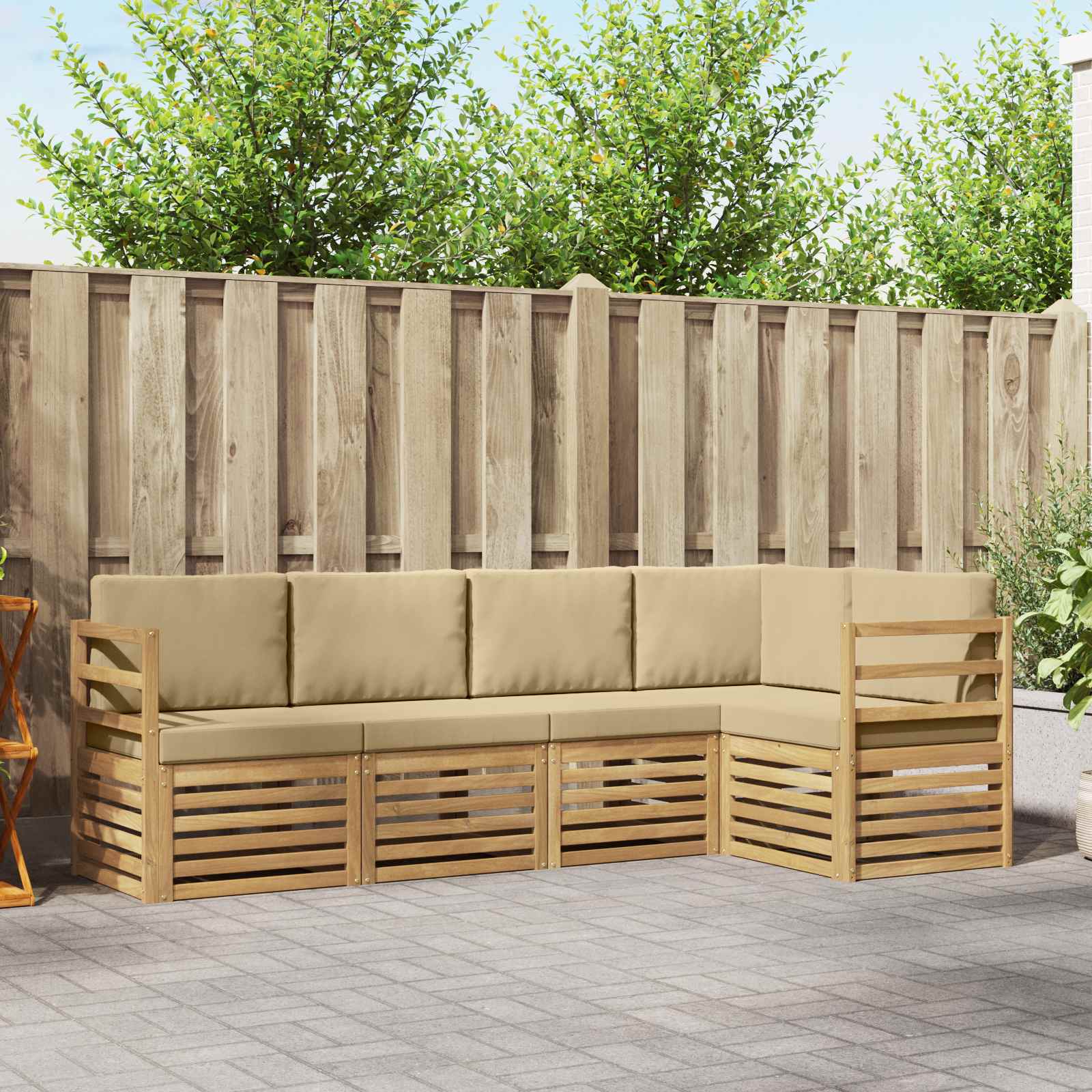 vidaXL Sofa-Sets 5 pcs Naturel Massief Acaciahout