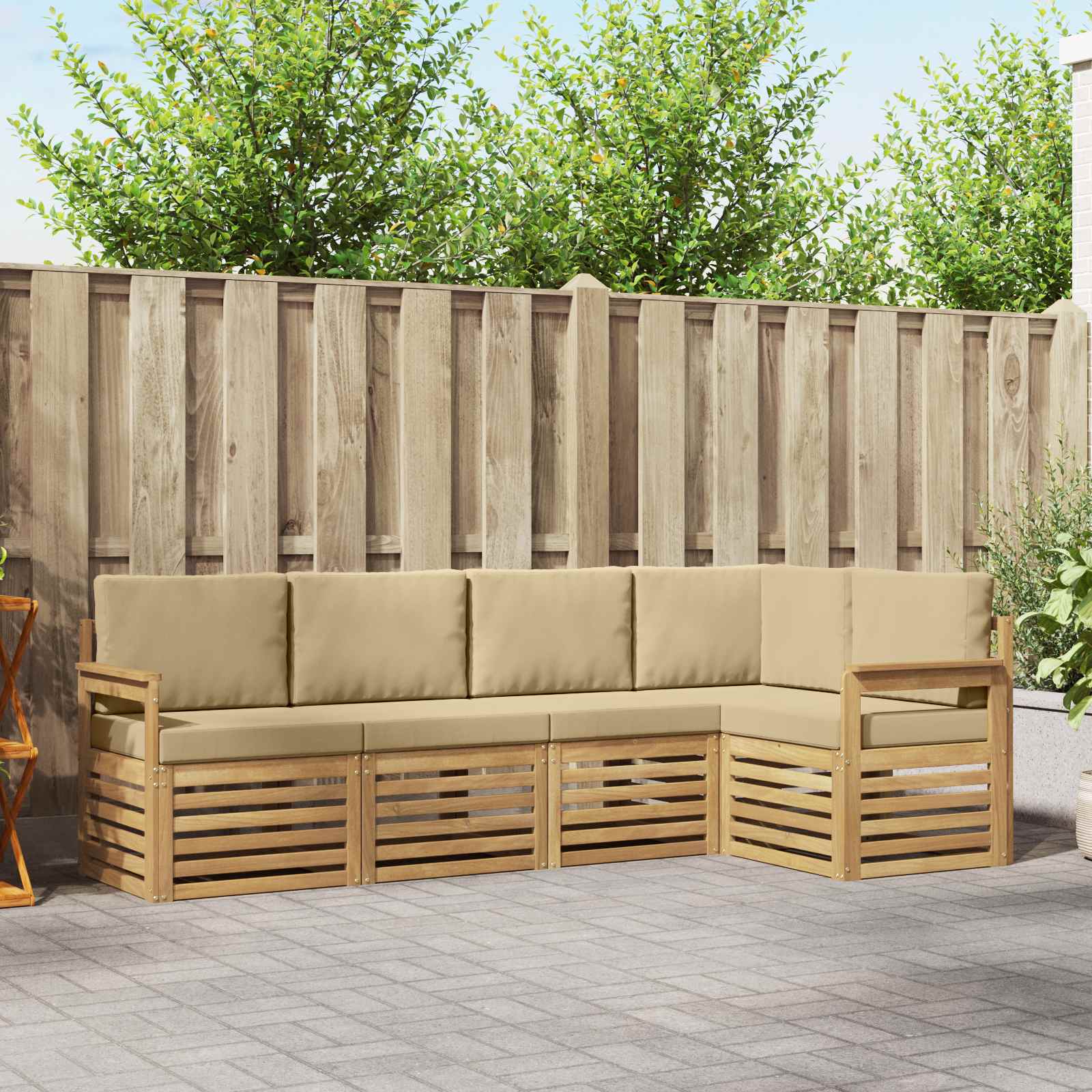 vidaXL Sofa-Sets 5 pcs Naturel Massief Acaciahout
