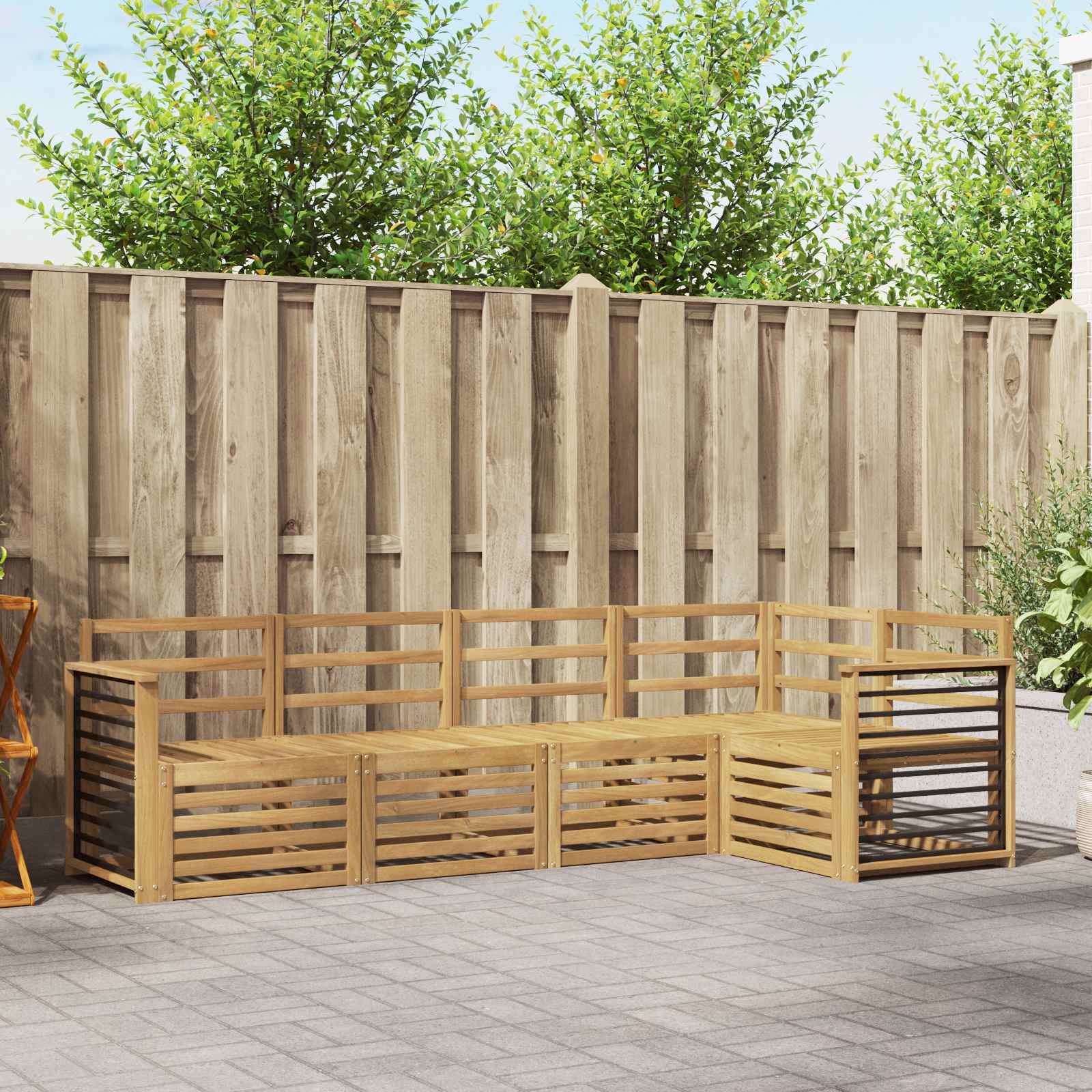 vidaXL Sofa-Sets 5 pcs Naturel Massief Acaciahout