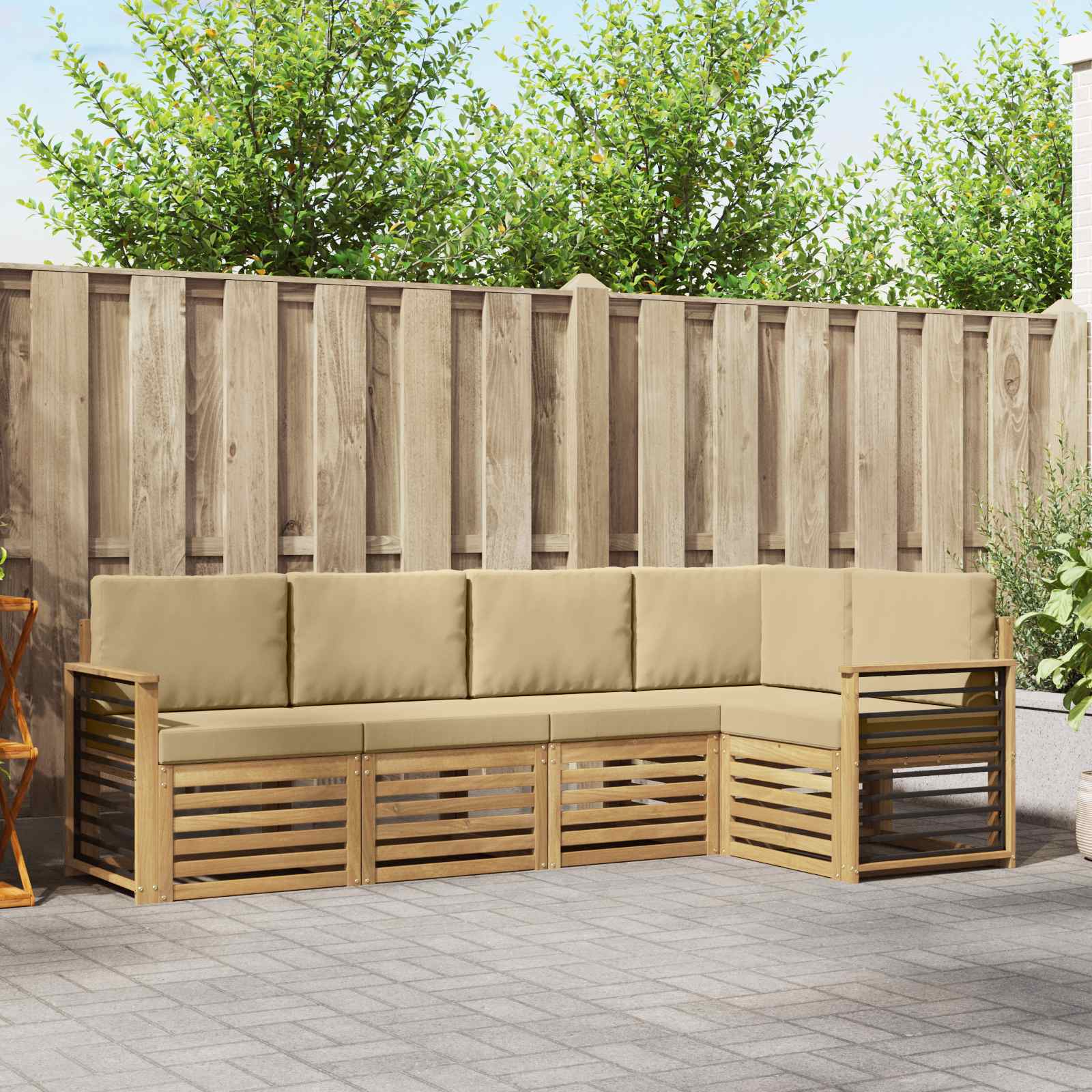 vidaXL Sofa-Sets 5 pcs Naturel Massief Acaciahout