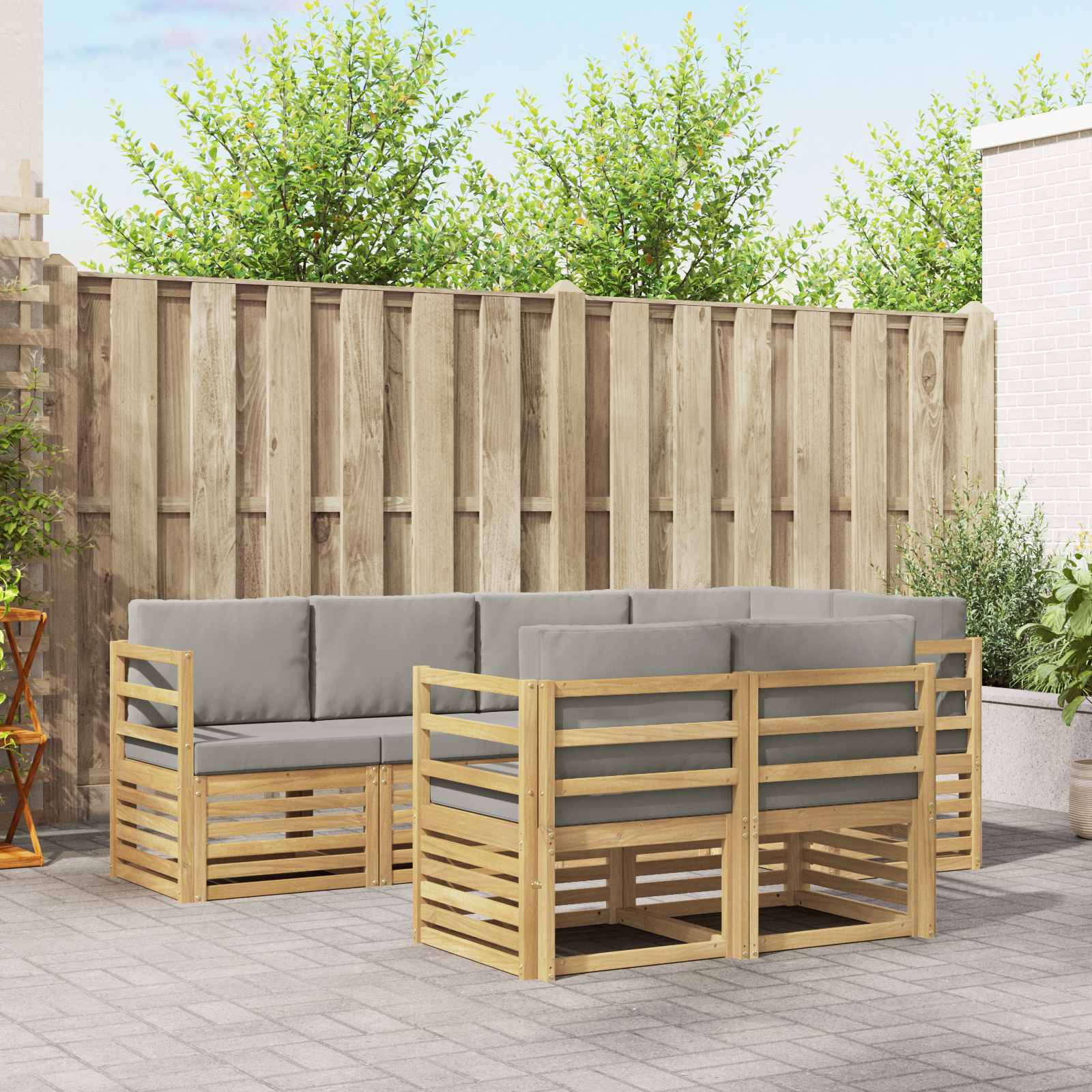 vidaXL Sofa-Sets 7 pcs Naturel Massief Acaciahout