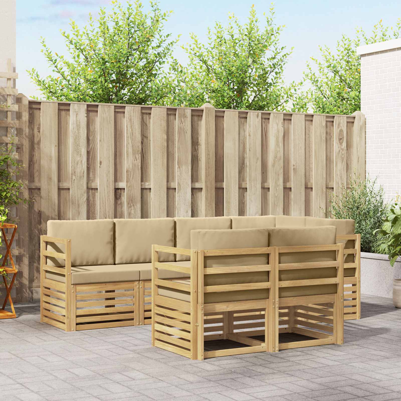 vidaXL Sofa-Sets 7 pcs Naturel Massief Acaciahout