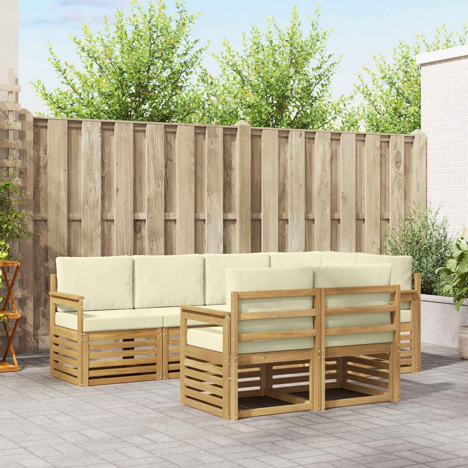 vidaXL Sofa-Sets 7 pcs Naturel Massief Acaciahout