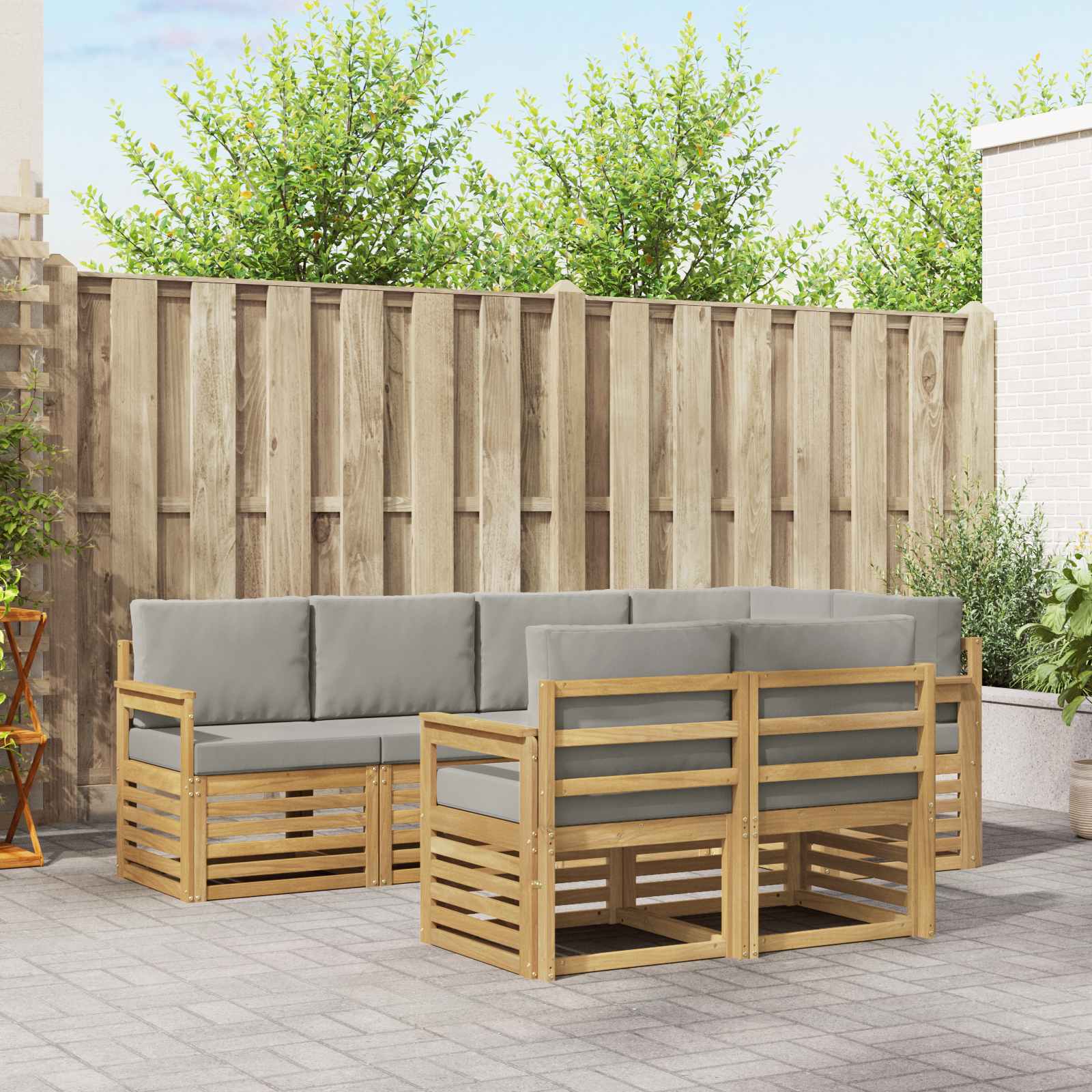 vidaXL Sofa-Sets 7 pcs Naturel Massief Acaciahout