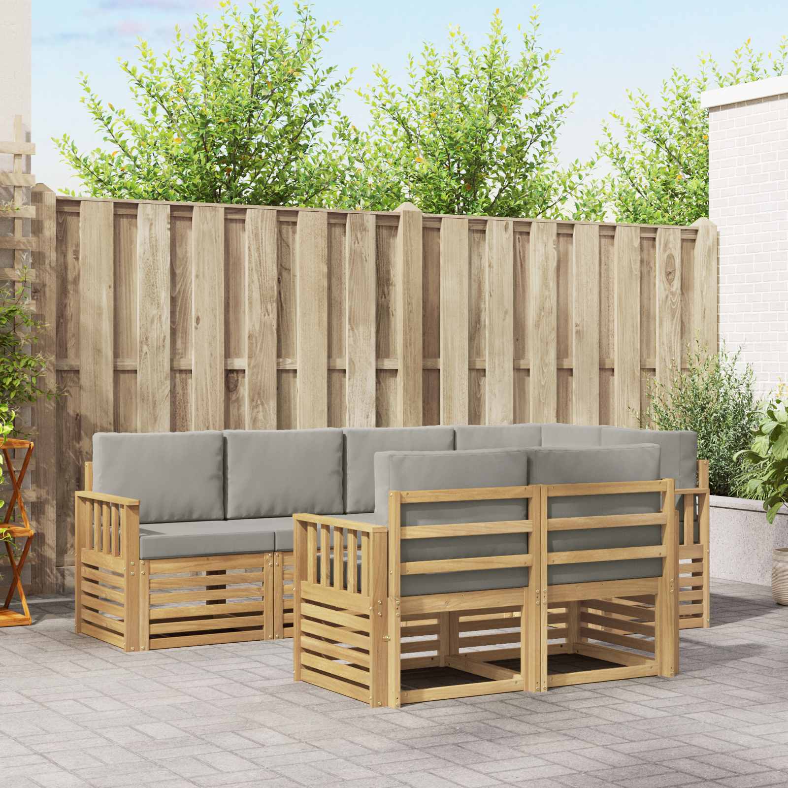 vidaXL Sofa-Sets 7 pcs Naturel Massief Acaciahout