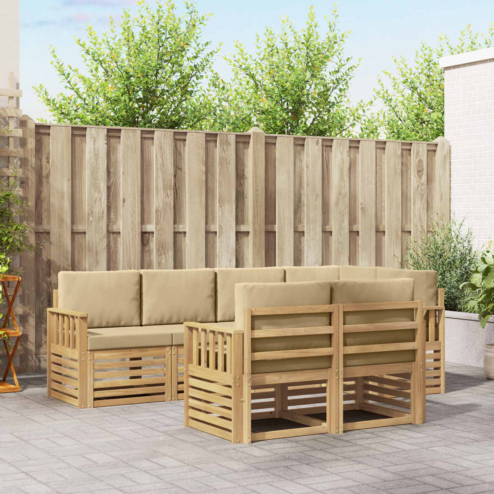 vidaXL Sofa-Sets 7 pcs Naturel Massief Acaciahout
