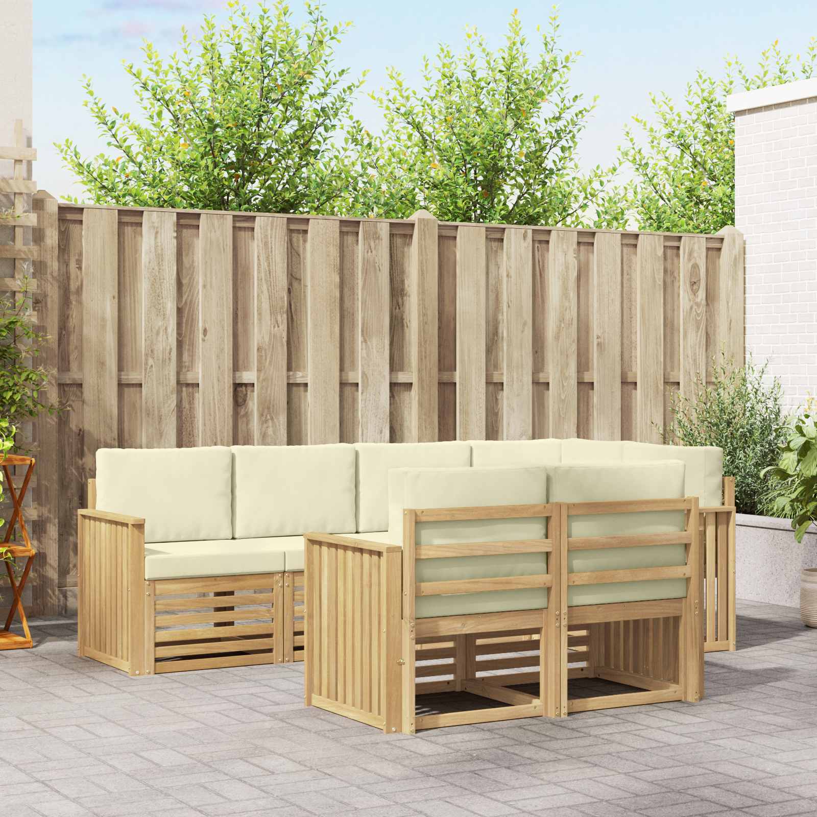 vidaXL Sofa-Sets 7 pcs Naturel Massief Acaciahout