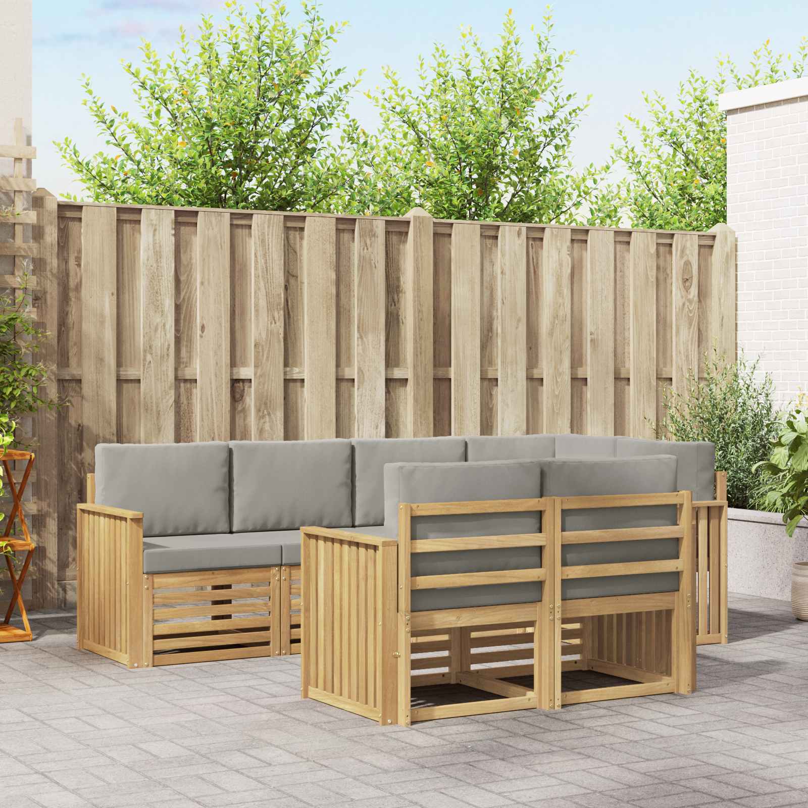 vidaXL Sofa-Sets 7 pcs Naturel Massief Acaciahout