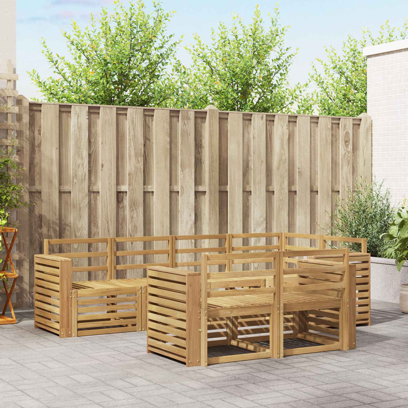 vidaXL Sofa-Sets 7 pcs Naturel Massief Acaciahout