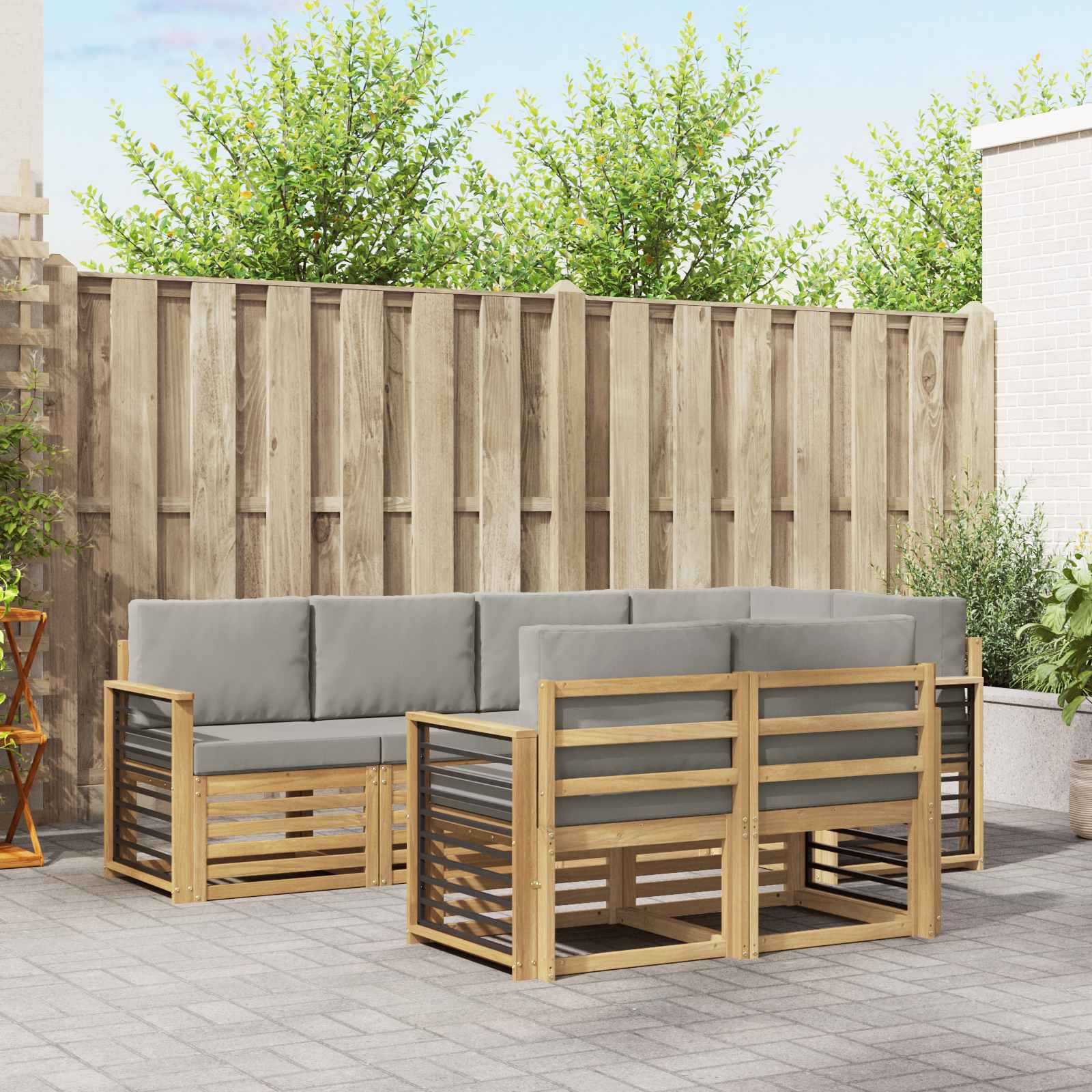 vidaXL Sofa-Sets 7 pcs Naturel Massief Acaciahout