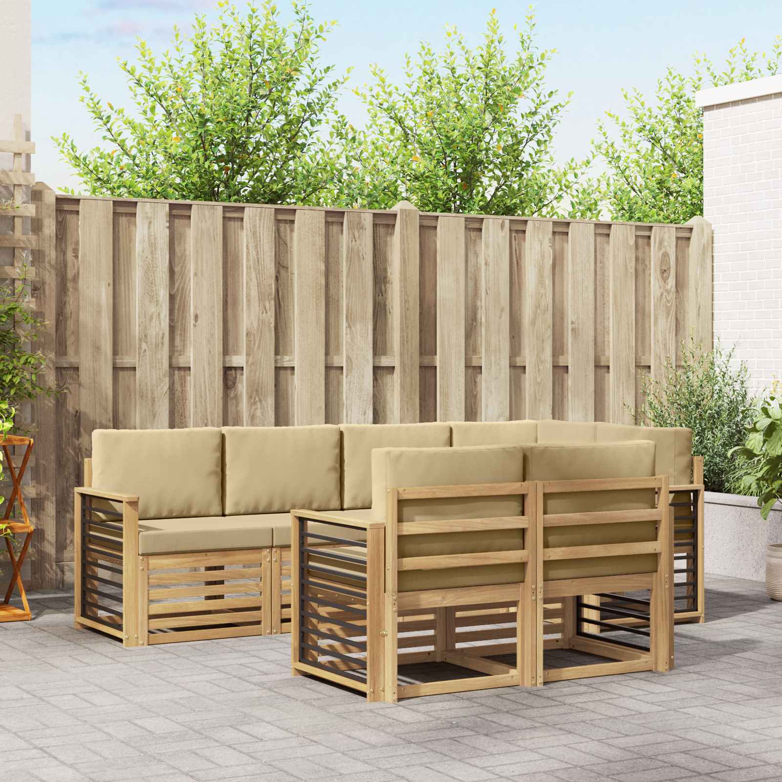 vidaXL Sofa-Sets 7 pcs Naturel Massief Acaciahout