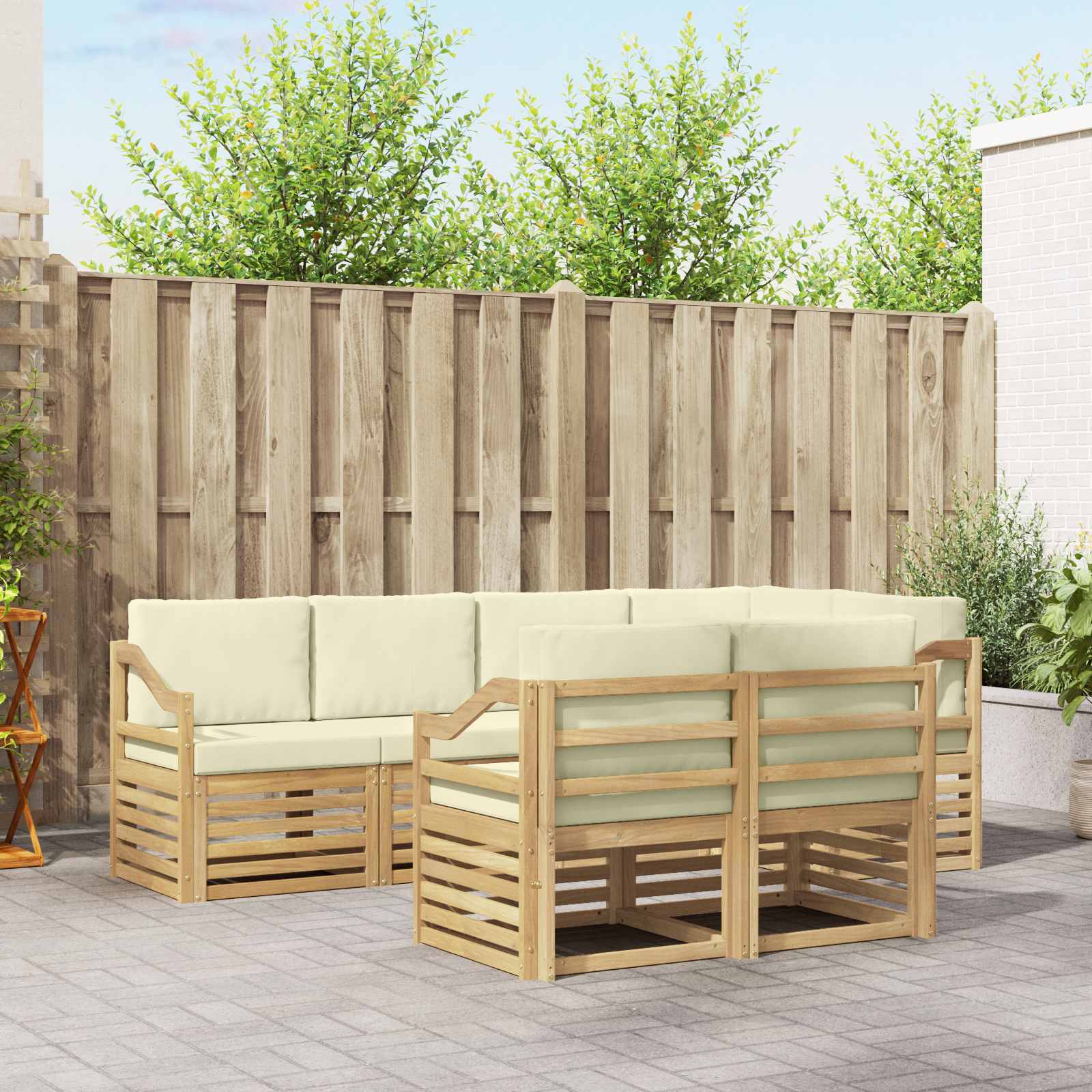 vidaXL Sofa-Sets 7 pcs Naturel Massief Acaciahout