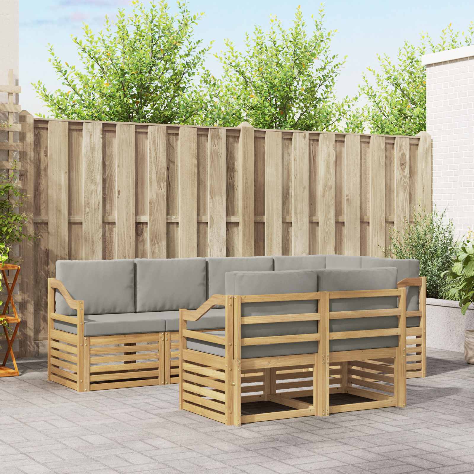 vidaXL Sofa-Sets 7 pcs Naturel Massief Acaciahout