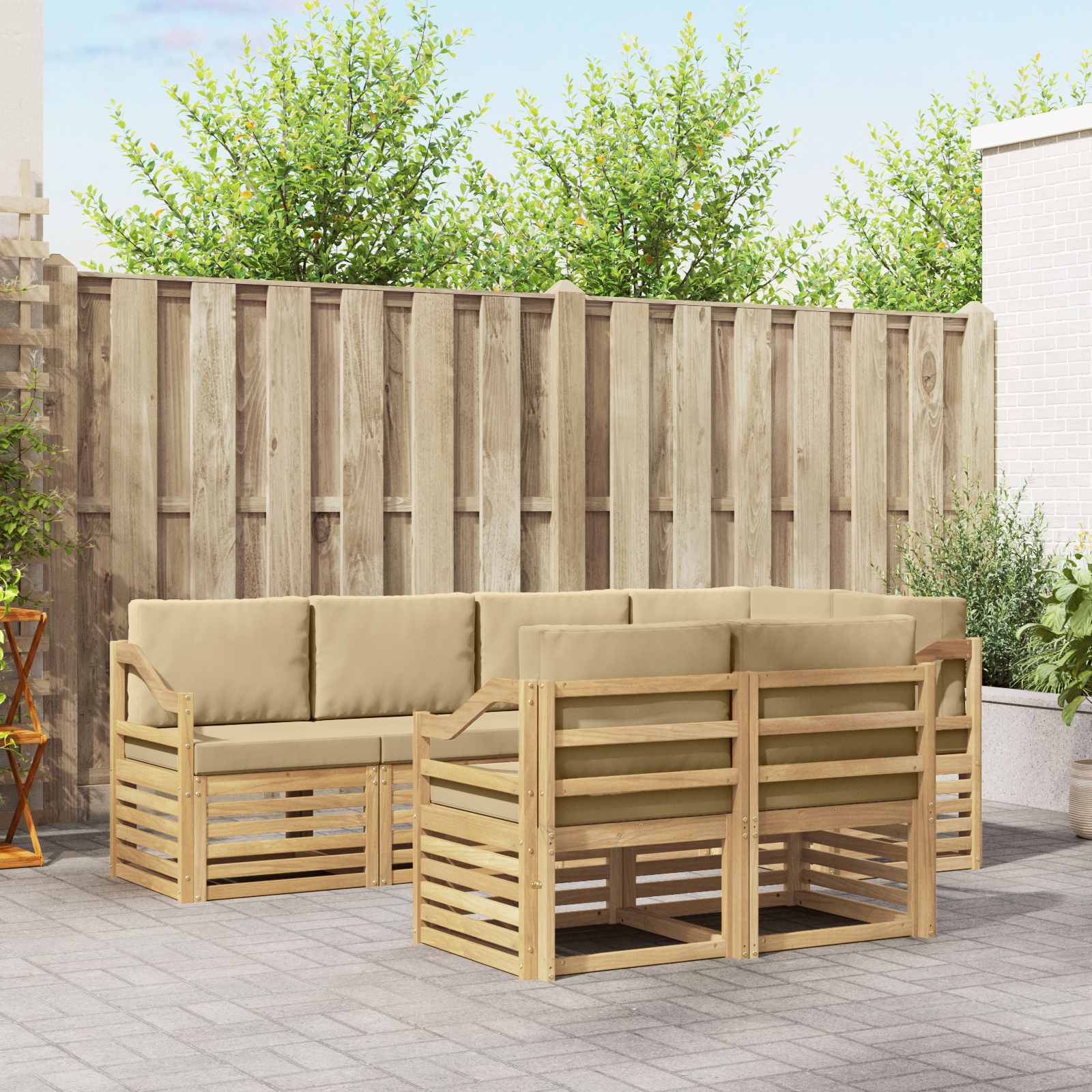 vidaXL Sofa-Sets 7 pcs Naturel Massief Acaciahout