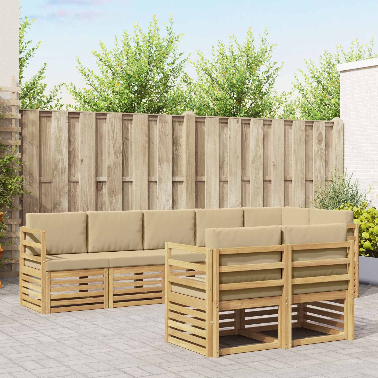 vidaXL Sofa-Sets 8 pcs Naturel Massief Acaciahout