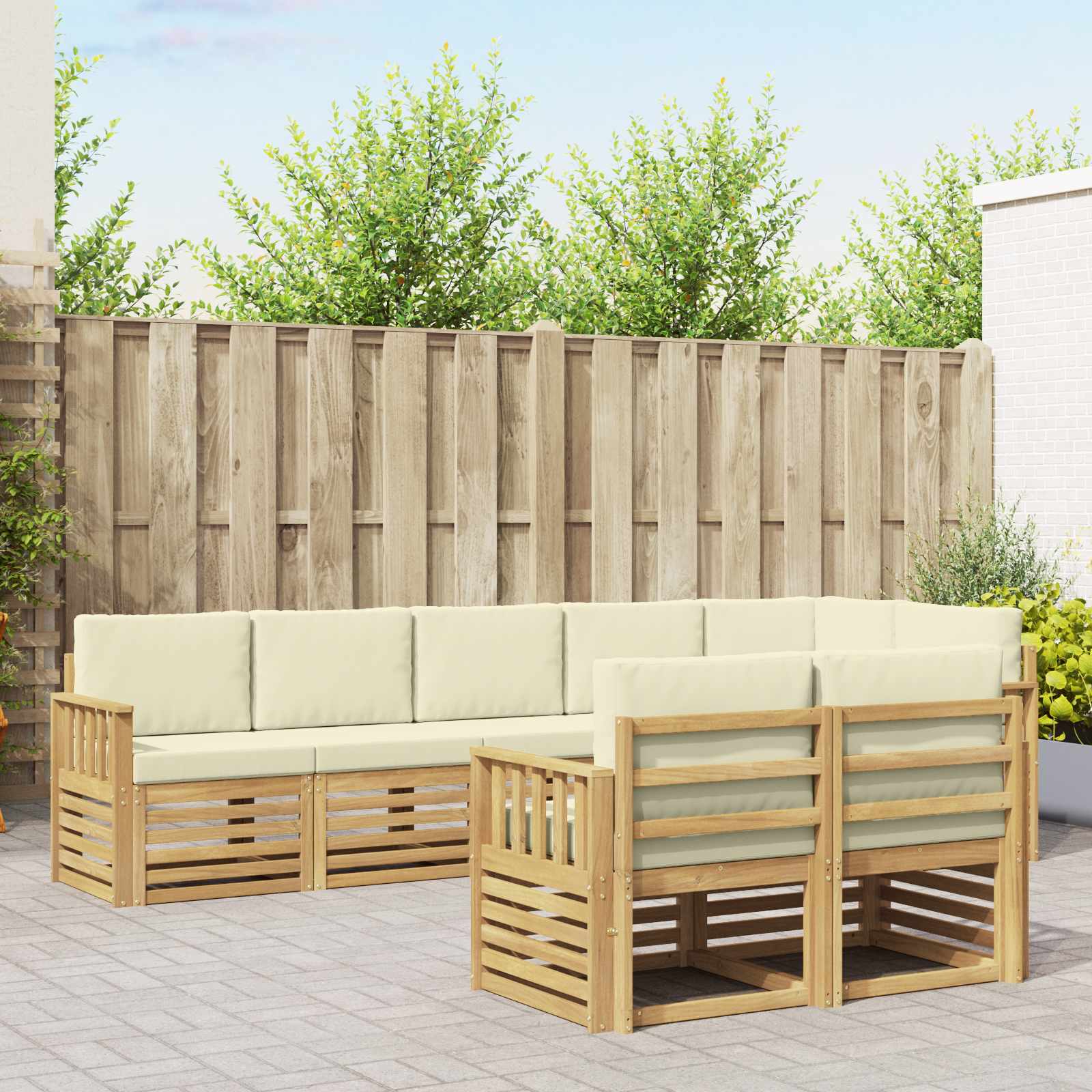 vidaXL Sofa-Sets 8 pcs Naturel Massief Acaciahout