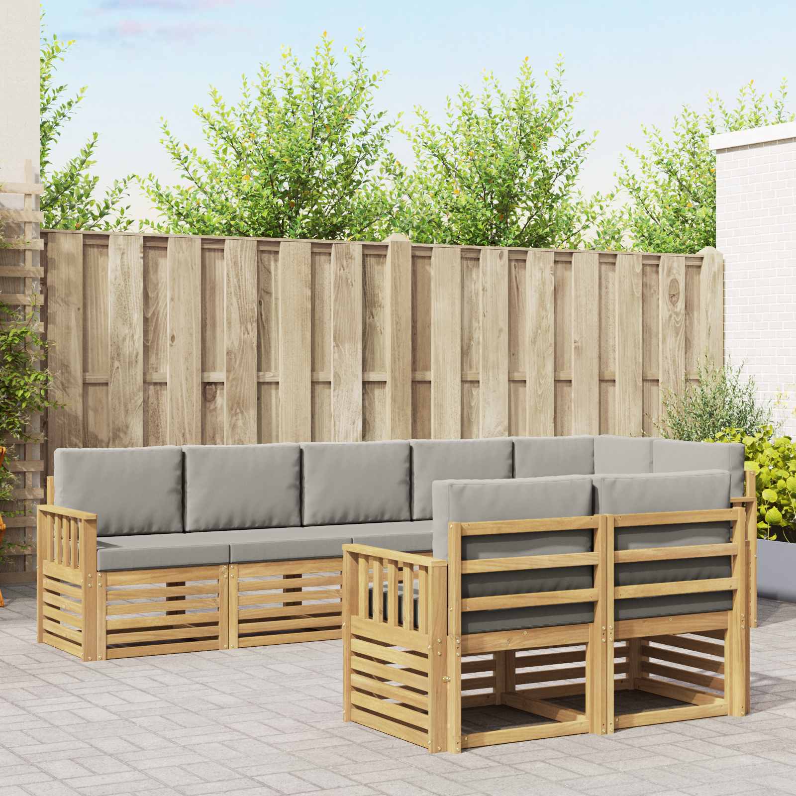 vidaXL Sofa-Sets 8 pcs Naturel Massief Acaciahout