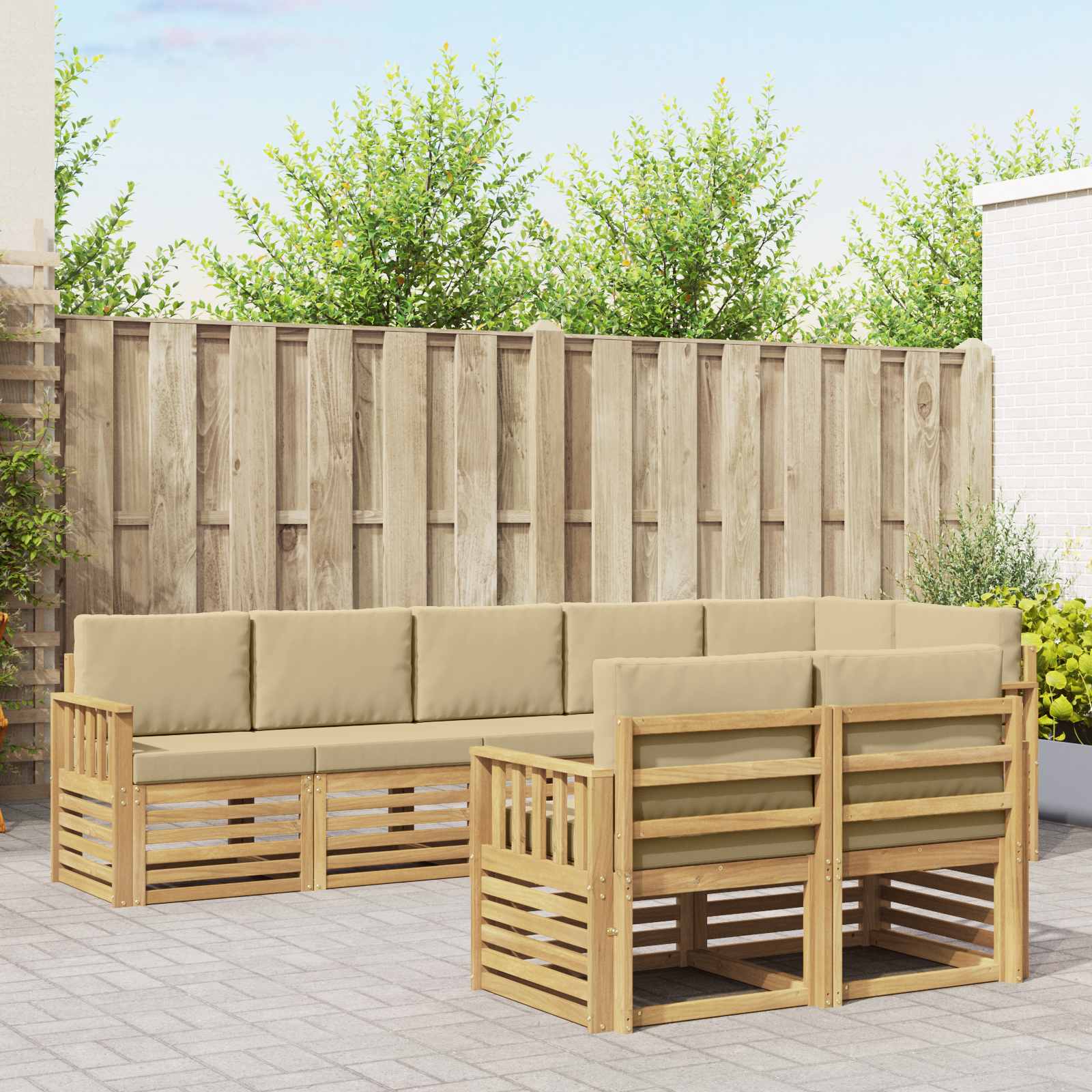 vidaXL Sofa-Sets 8 pcs Naturel Massief Acaciahout