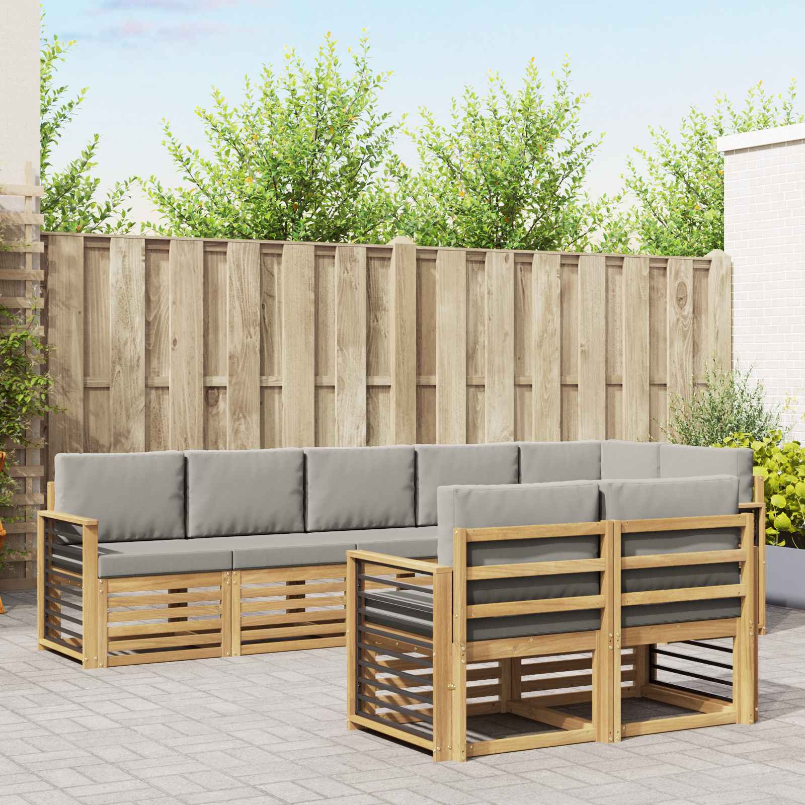 vidaXL Sofa-Sets 8 pcs Naturel Massief Acaciahout
