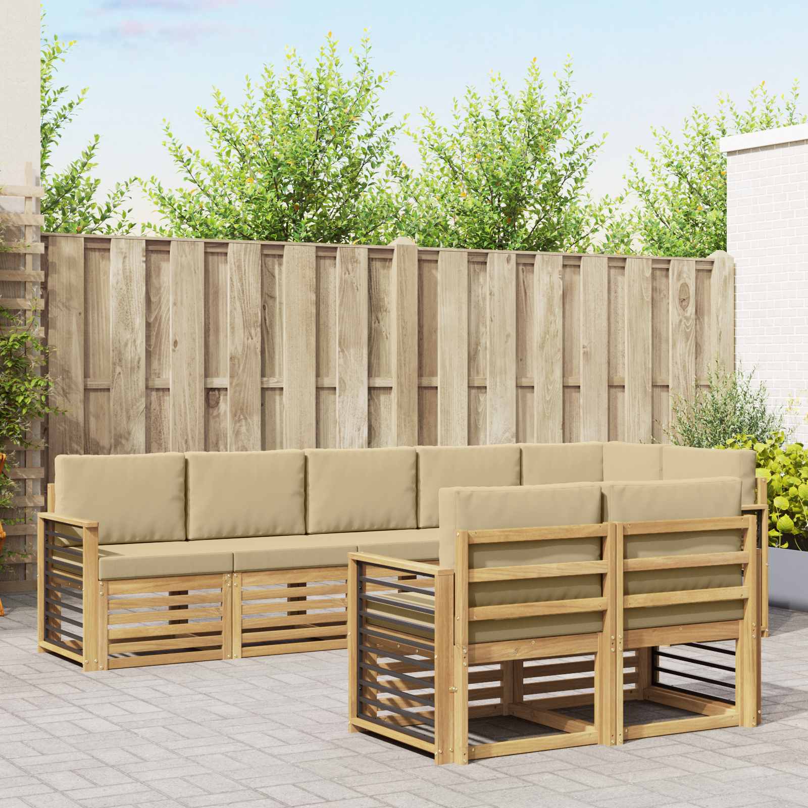 vidaXL Sofa-Sets 8 pcs Naturel Massief Acaciahout