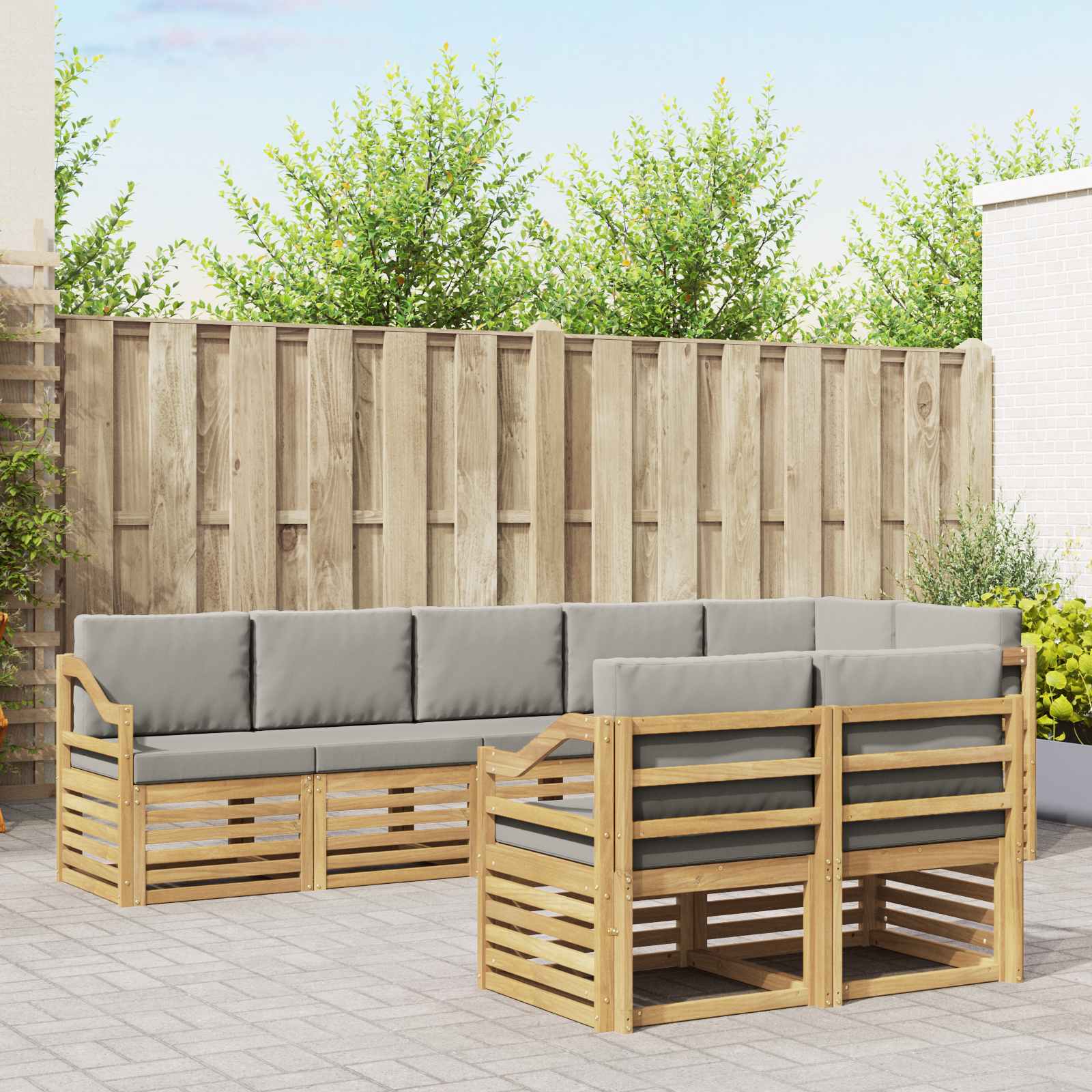 vidaXL Sofa-Sets 8 pcs Naturel Massief Acaciahout