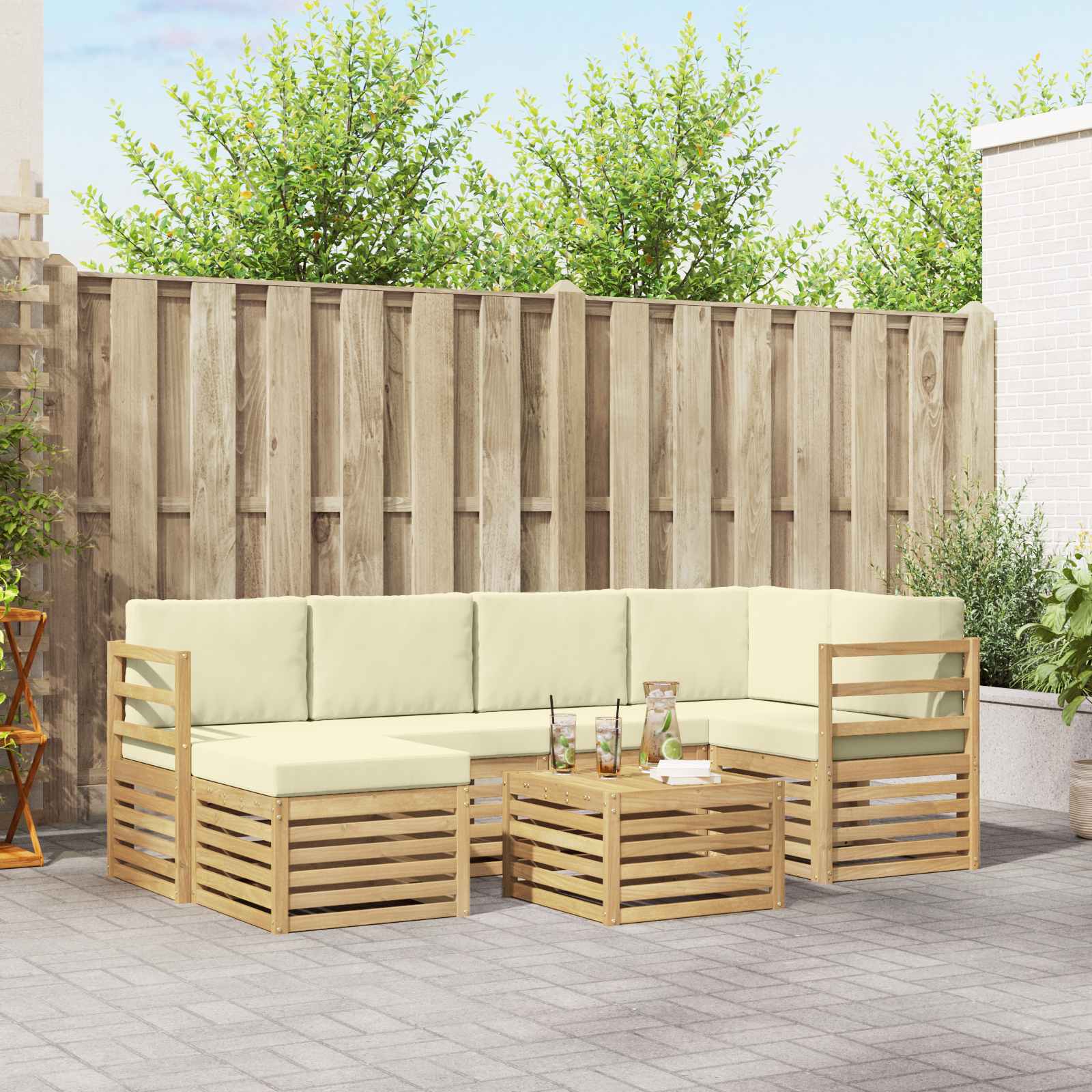 vidaXL Sofa-Sets Naturel Massief Acaciahout