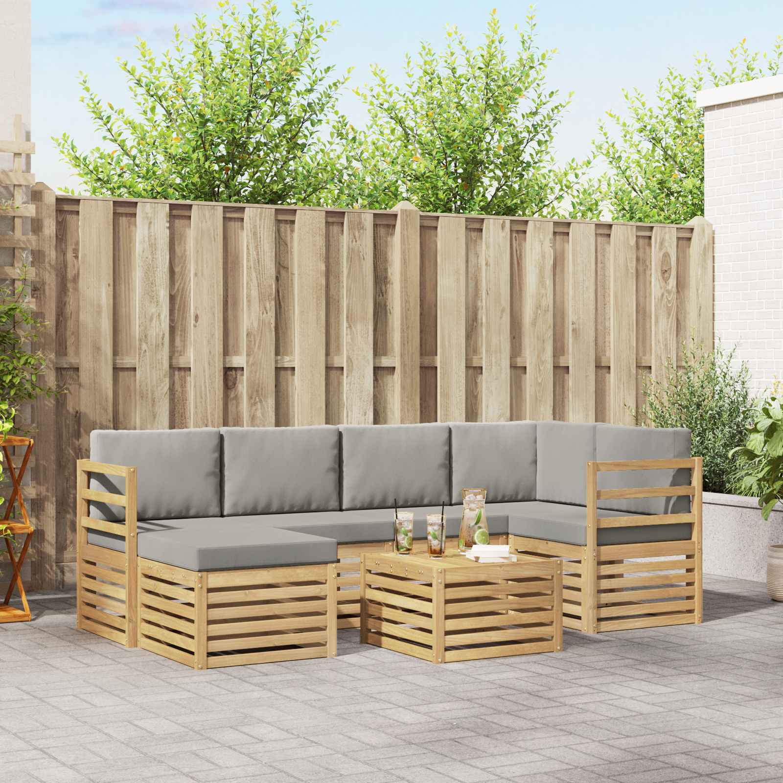 vidaXL Sofa-Sets Naturel Massief Acaciahout