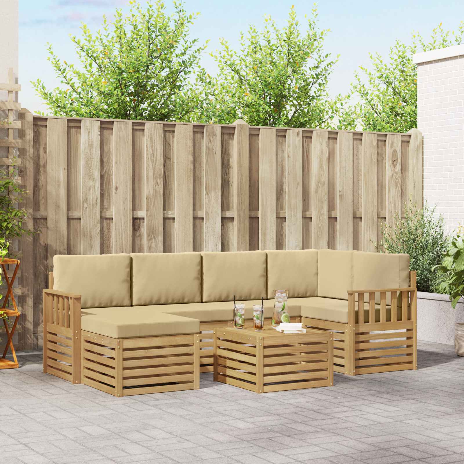 vidaXL Sofa-Sets Naturel Massief Acaciahout