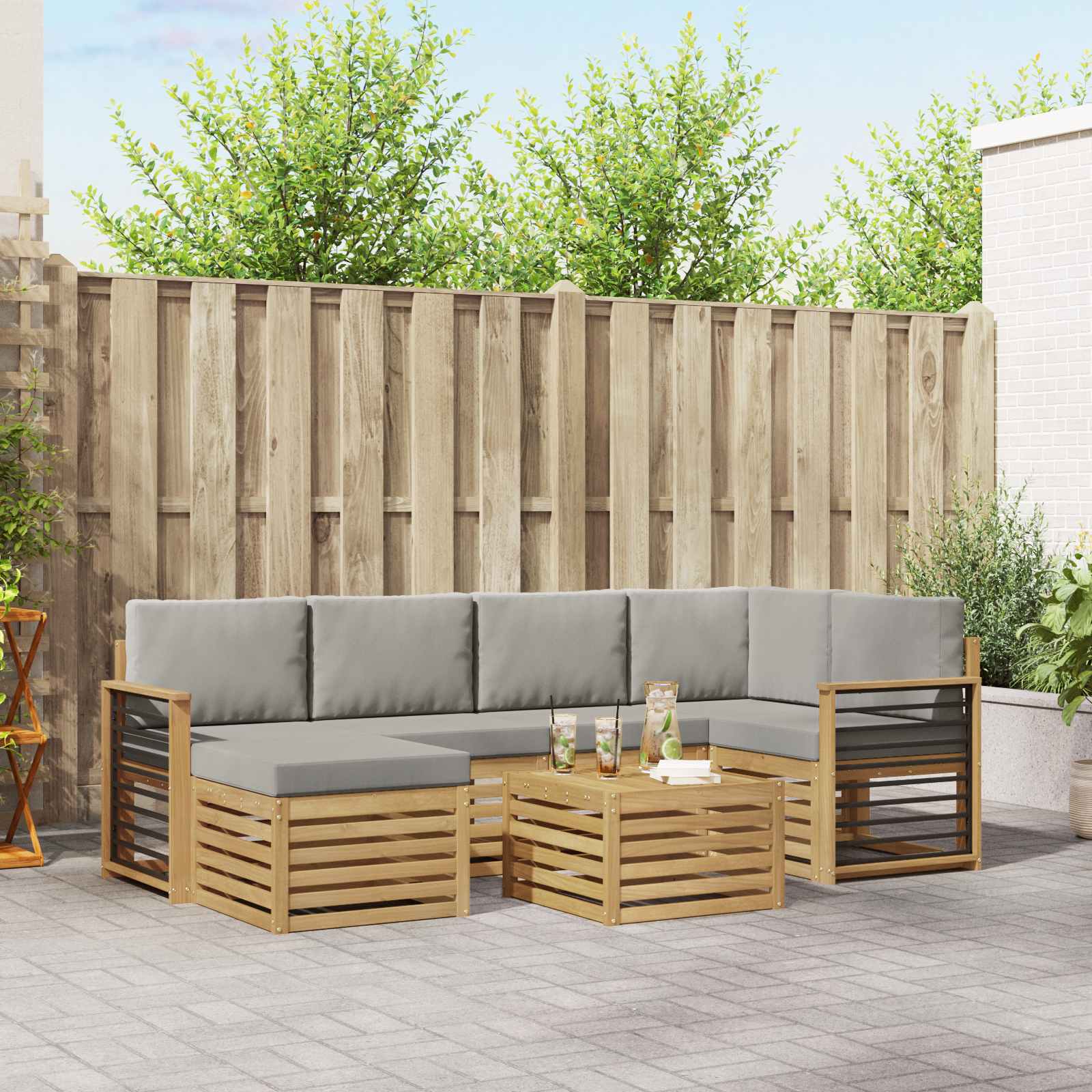 vidaXL Sofa-Sets Naturel Massief Acaciahout