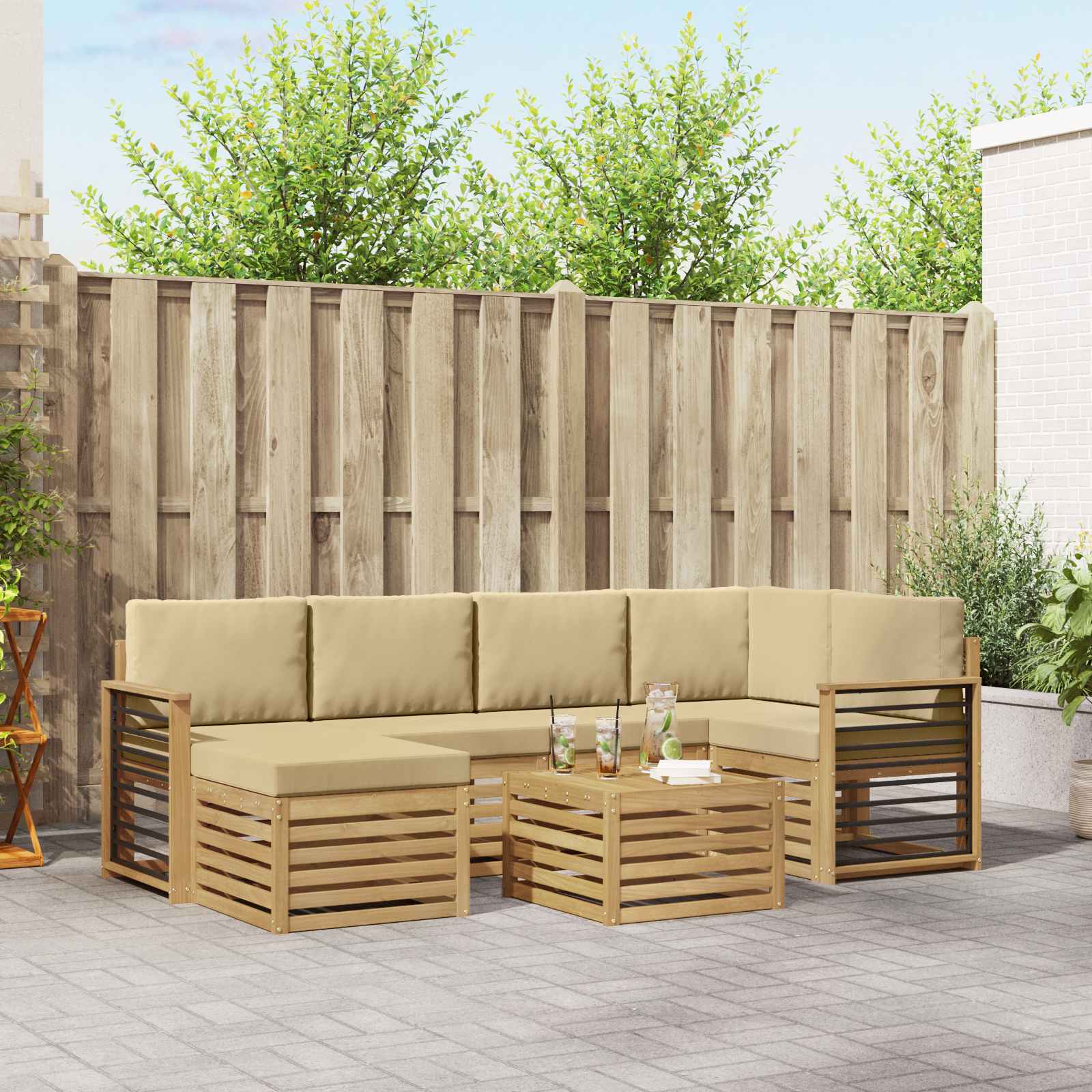 vidaXL Sofa-Sets Naturel Massief Acaciahout