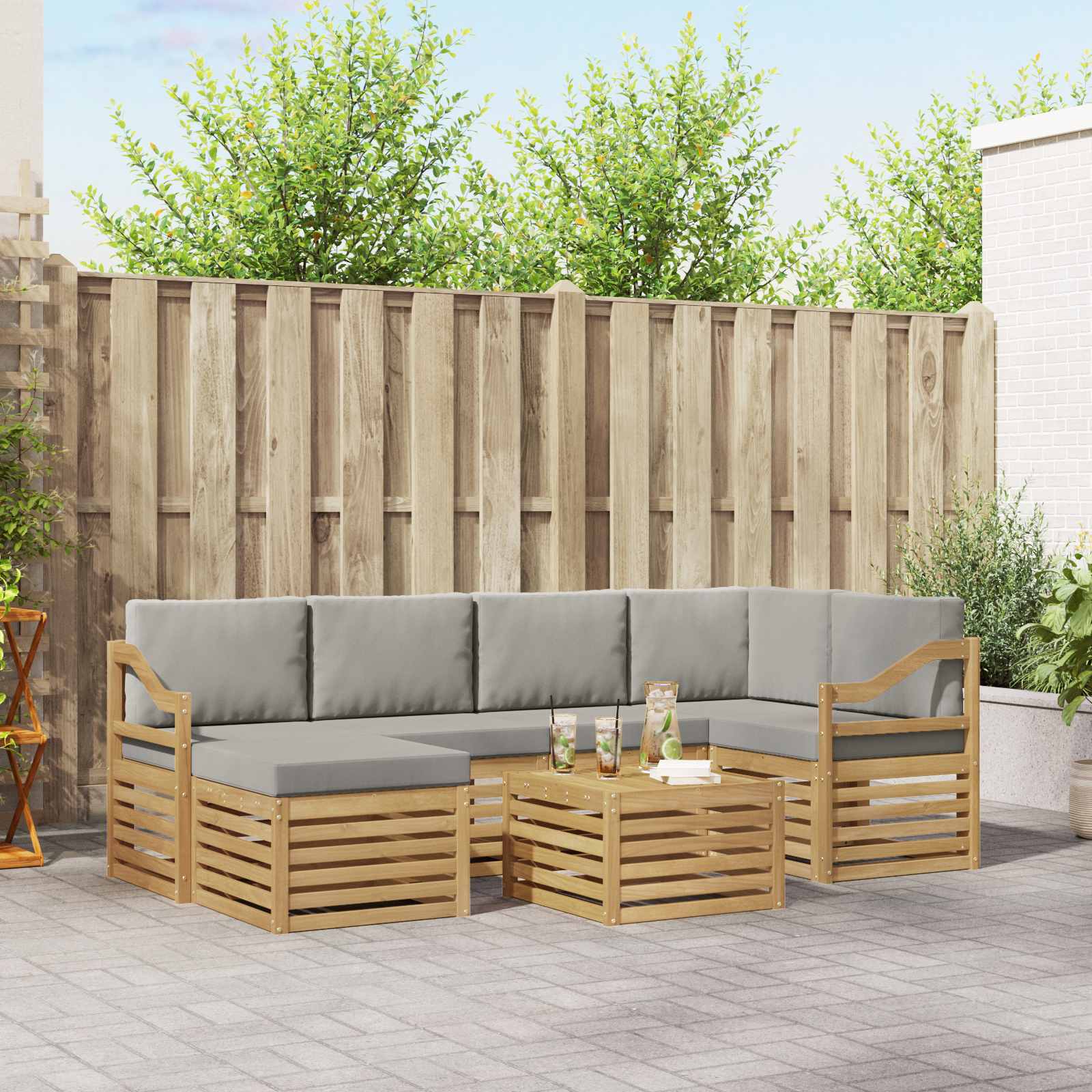 vidaXL Sofa-Sets Naturel Massief Acaciahout