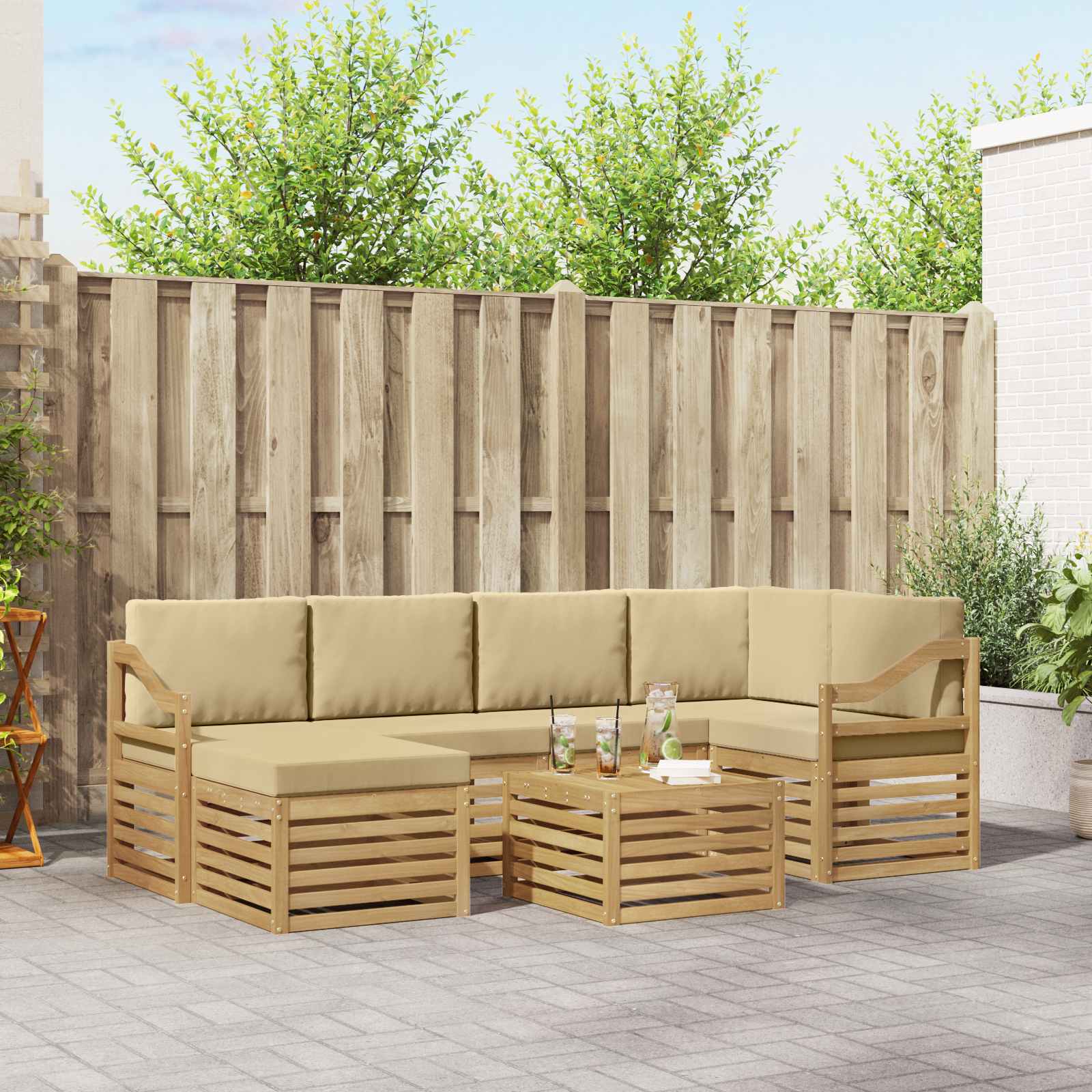 vidaXL Sofa-Sets Naturel Massief Acaciahout
