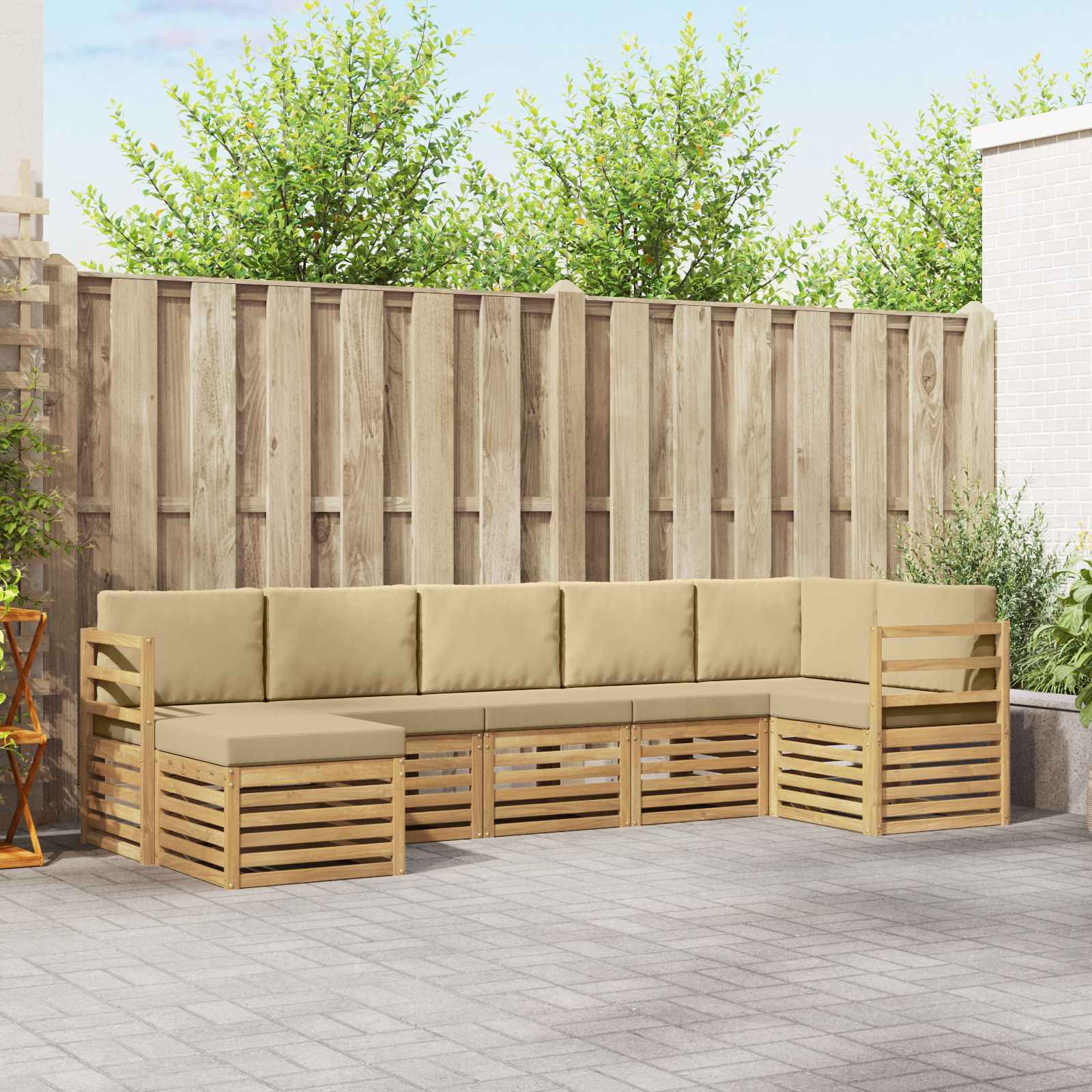 vidaXL Sofa-Sets 7 pcs Naturel Massief Acaciahout
