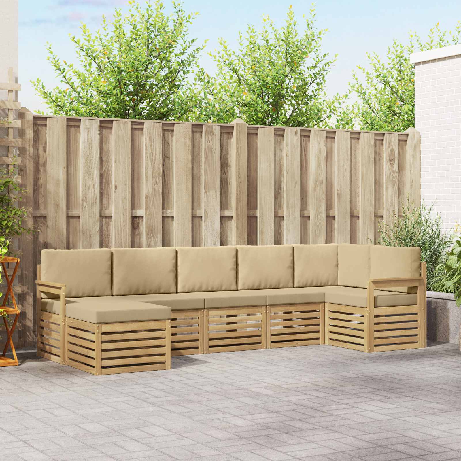 vidaXL Sofa-Sets 7 pcs Naturel Massief Acaciahout
