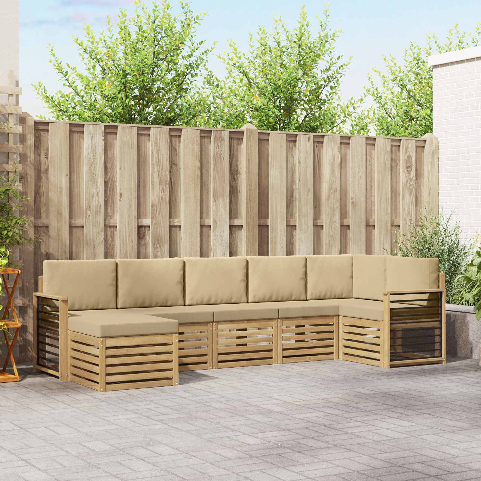 vidaXL Sofa-Sets 7 pcs Naturel Massief Acaciahout