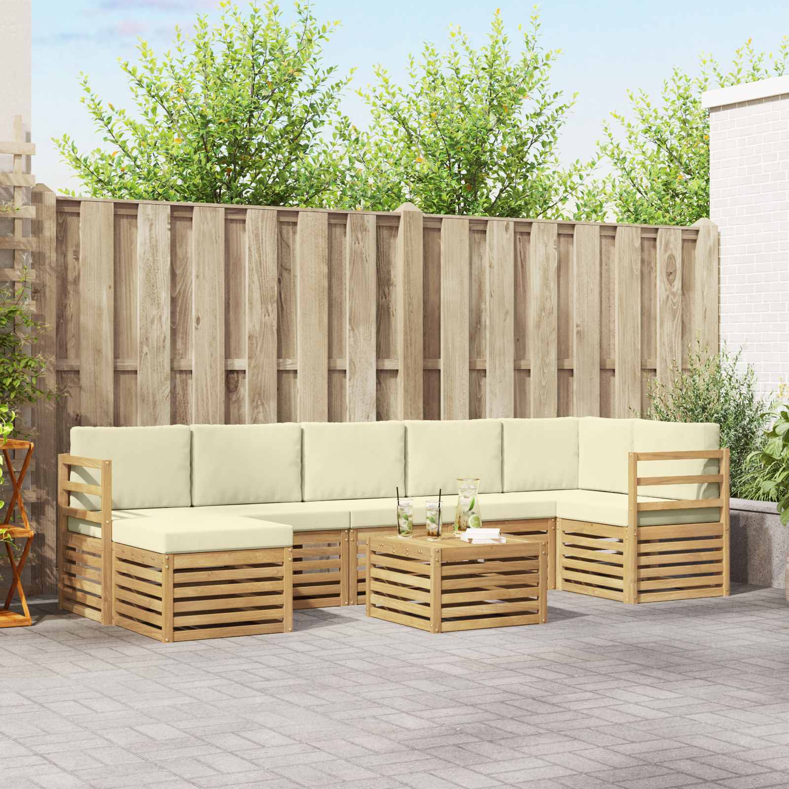 vidaXL Sofa-Sets 8 pcs Naturel Massief Acaciahout
