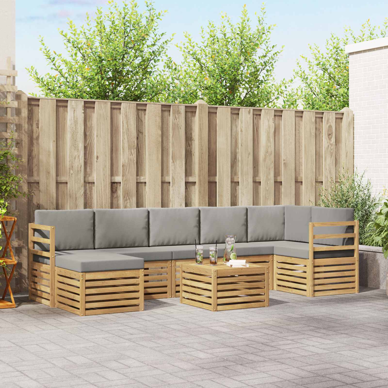vidaXL Sofa-Sets 8 pcs Naturel Massief Acaciahout